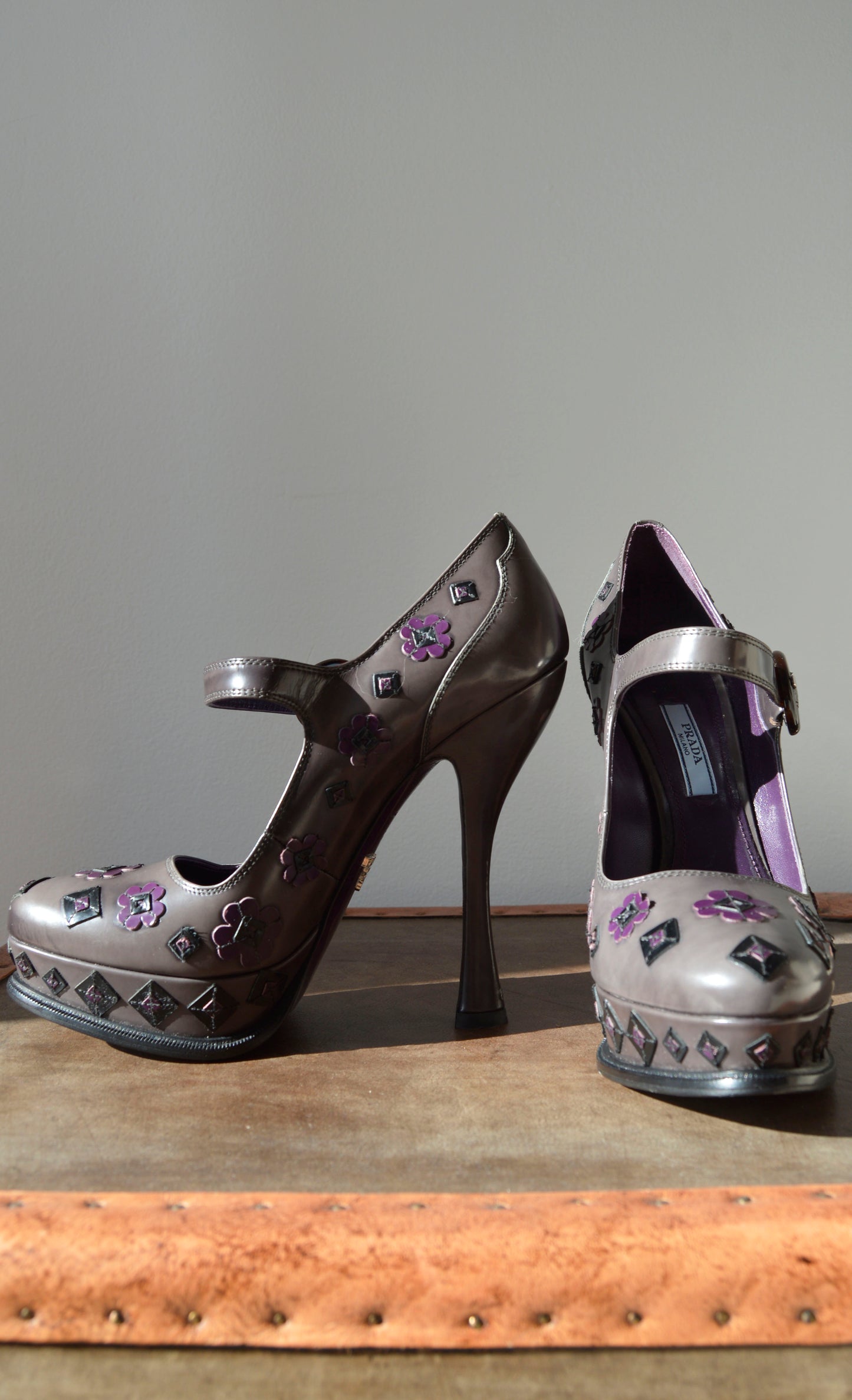 Prada F/W 2012 Purple Floral Platform Mary Janes