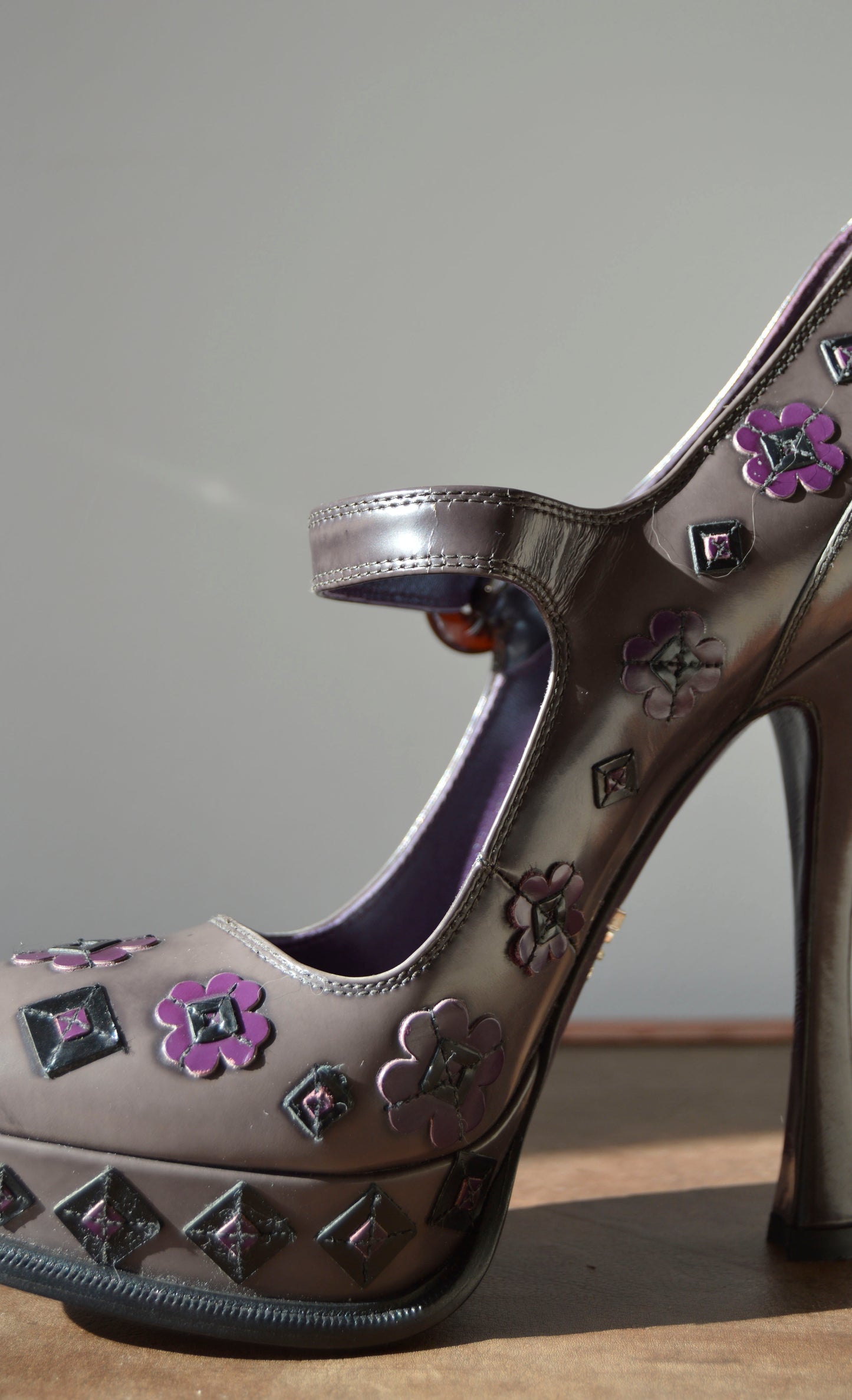 Prada F/W 2012 Purple Floral Platform Mary Janes