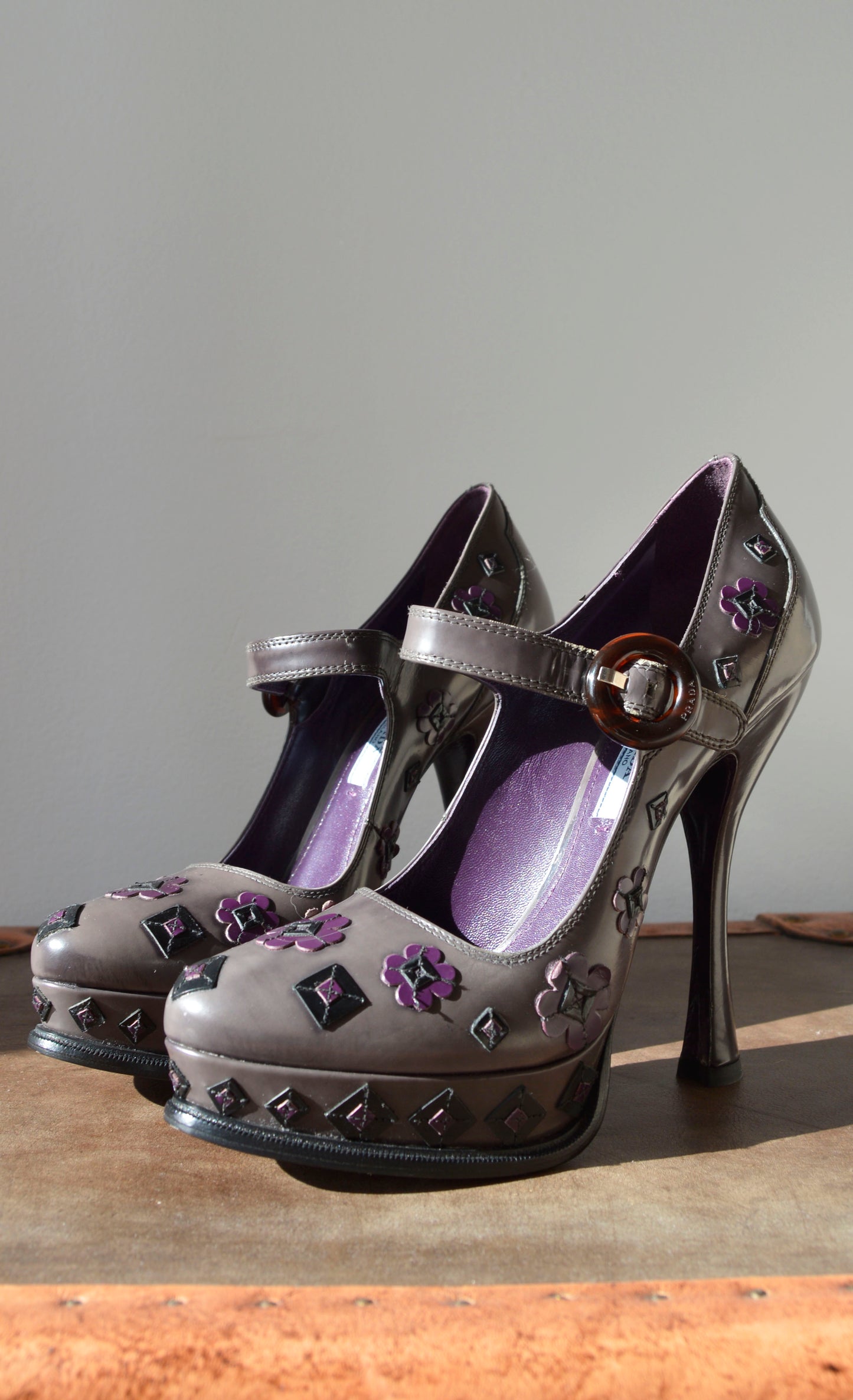 Prada F/W 2012 Purple Floral Platform Mary Janes