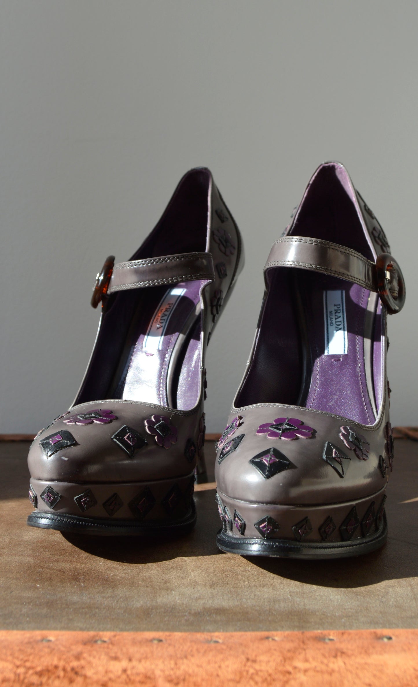 Prada F/W 2012 Purple Floral Platform Mary Janes