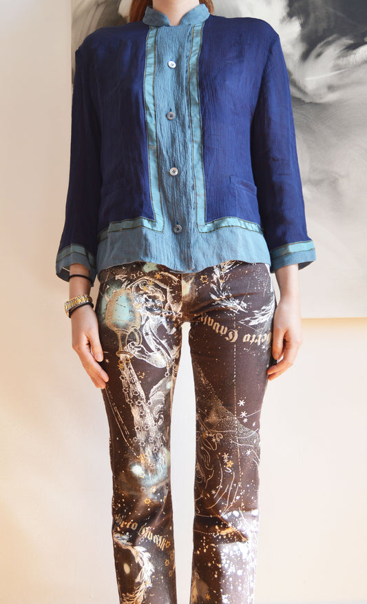 prada ss 1997 blue silk blouse