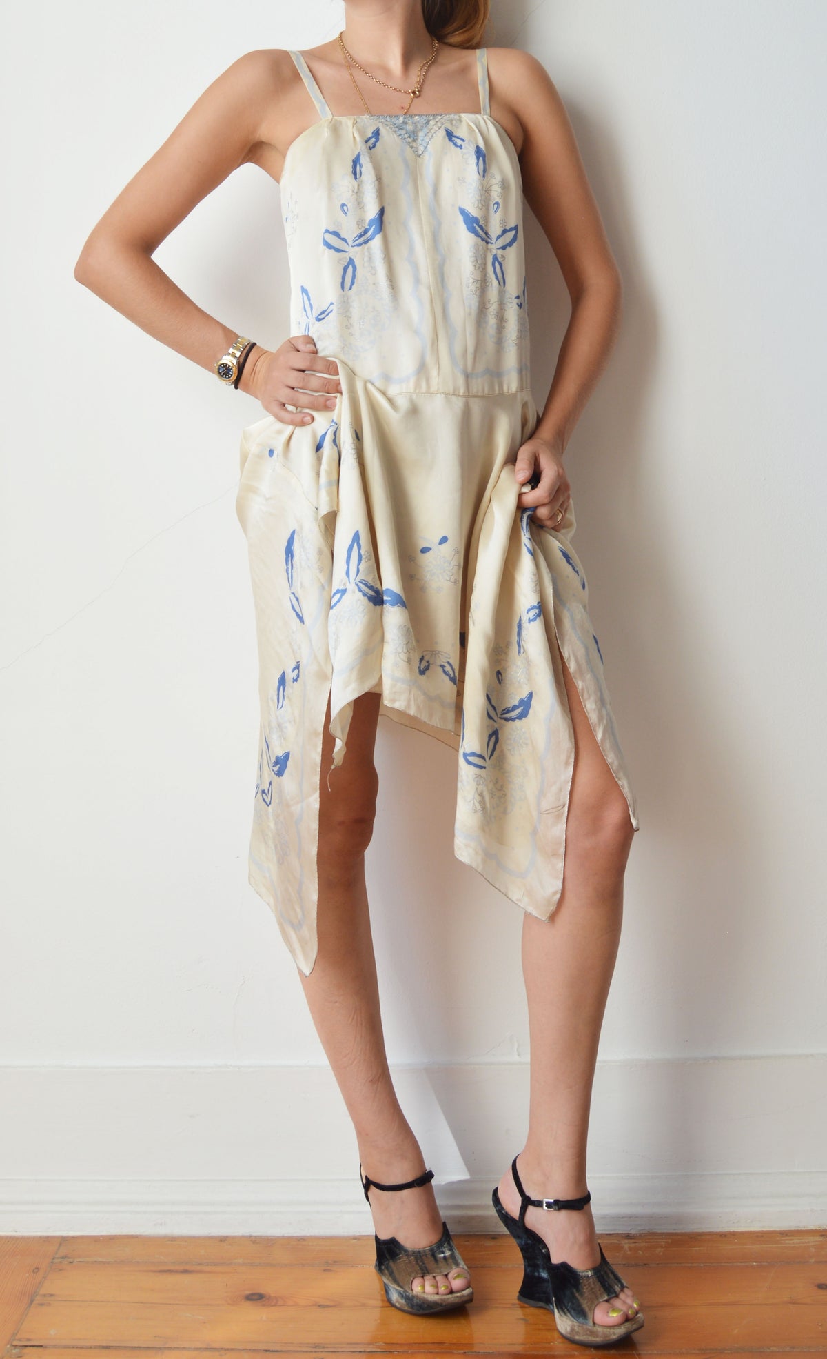 Anna Sui S/S 2006 Cream Silk Flapper Dress