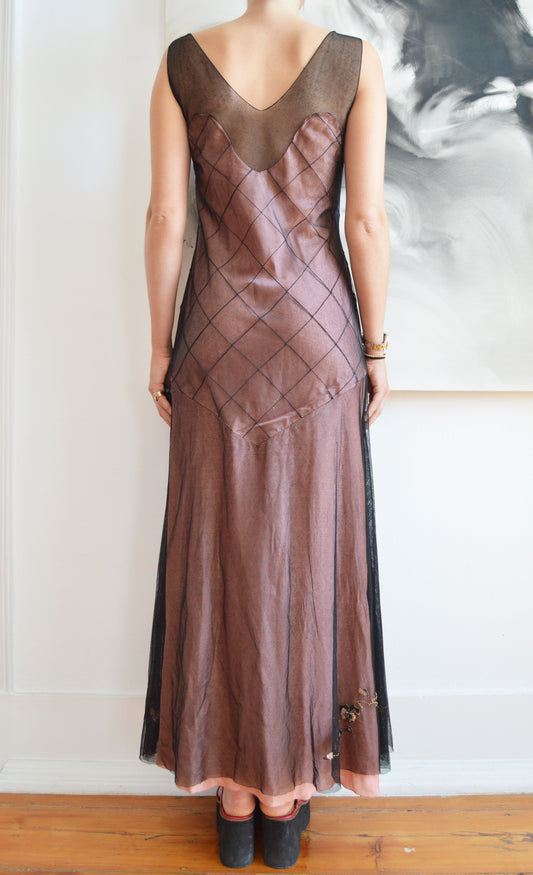 vintage chloe fw 1998 tulle and silk dress