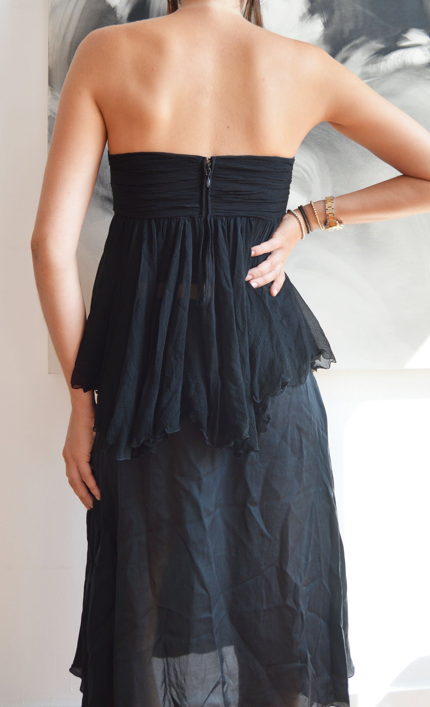 Chloe S/S 2004 Black Silk Strapless Top