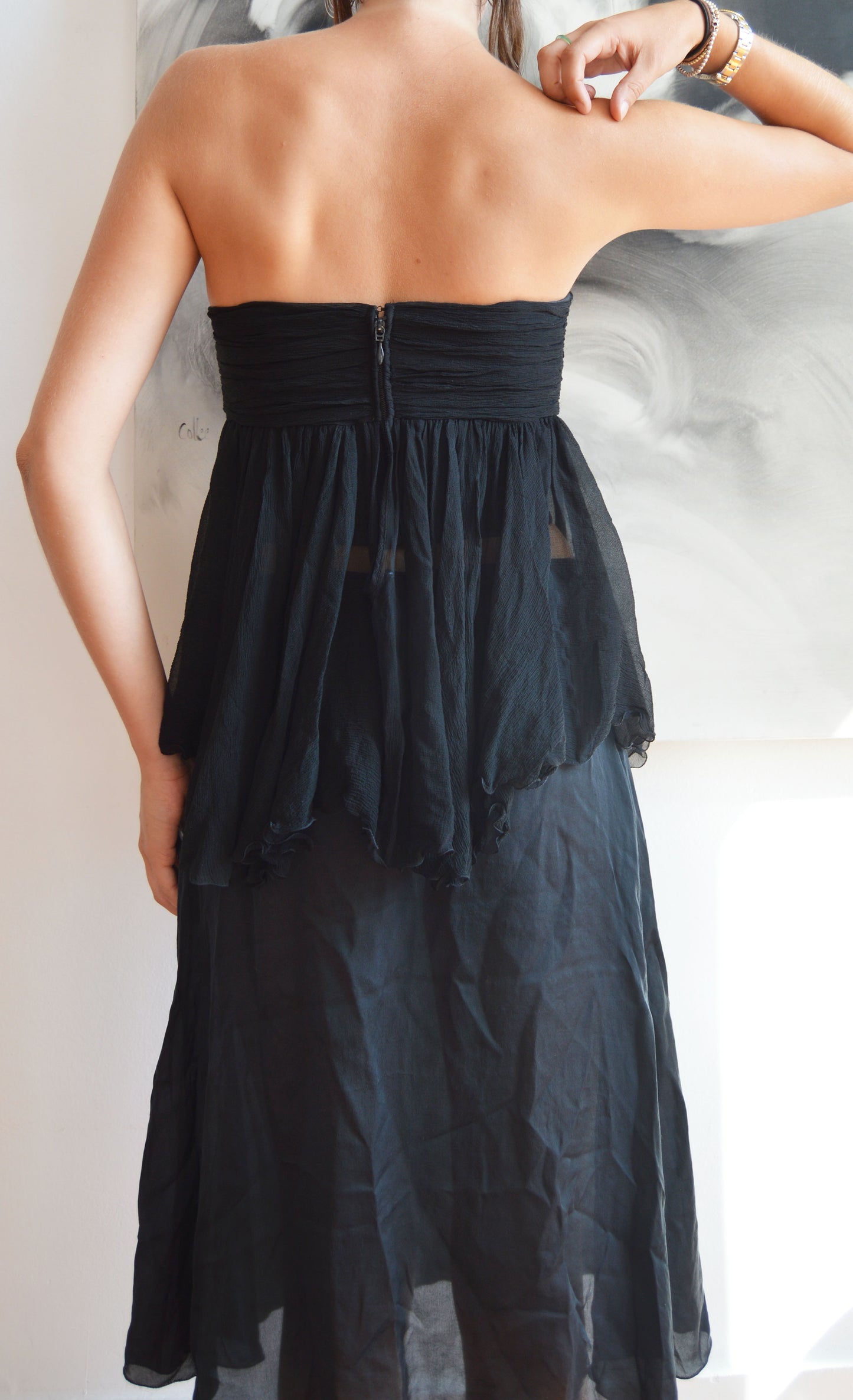 Chloe S/S 2004 Black Silk Strapless Top