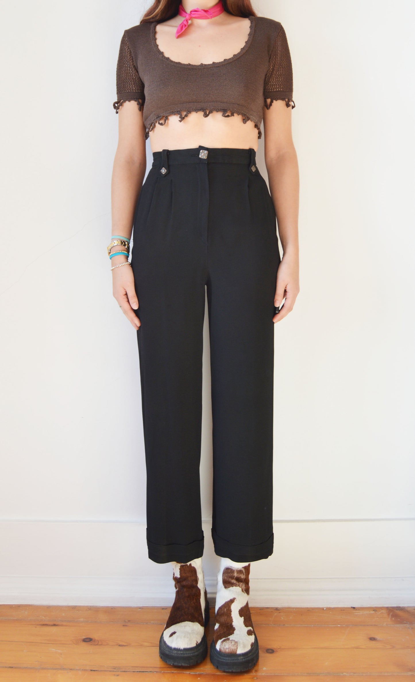 christian lacroix bazar high waisted black trousers