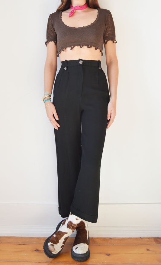 christian lacroix bazar high waisted black trousers