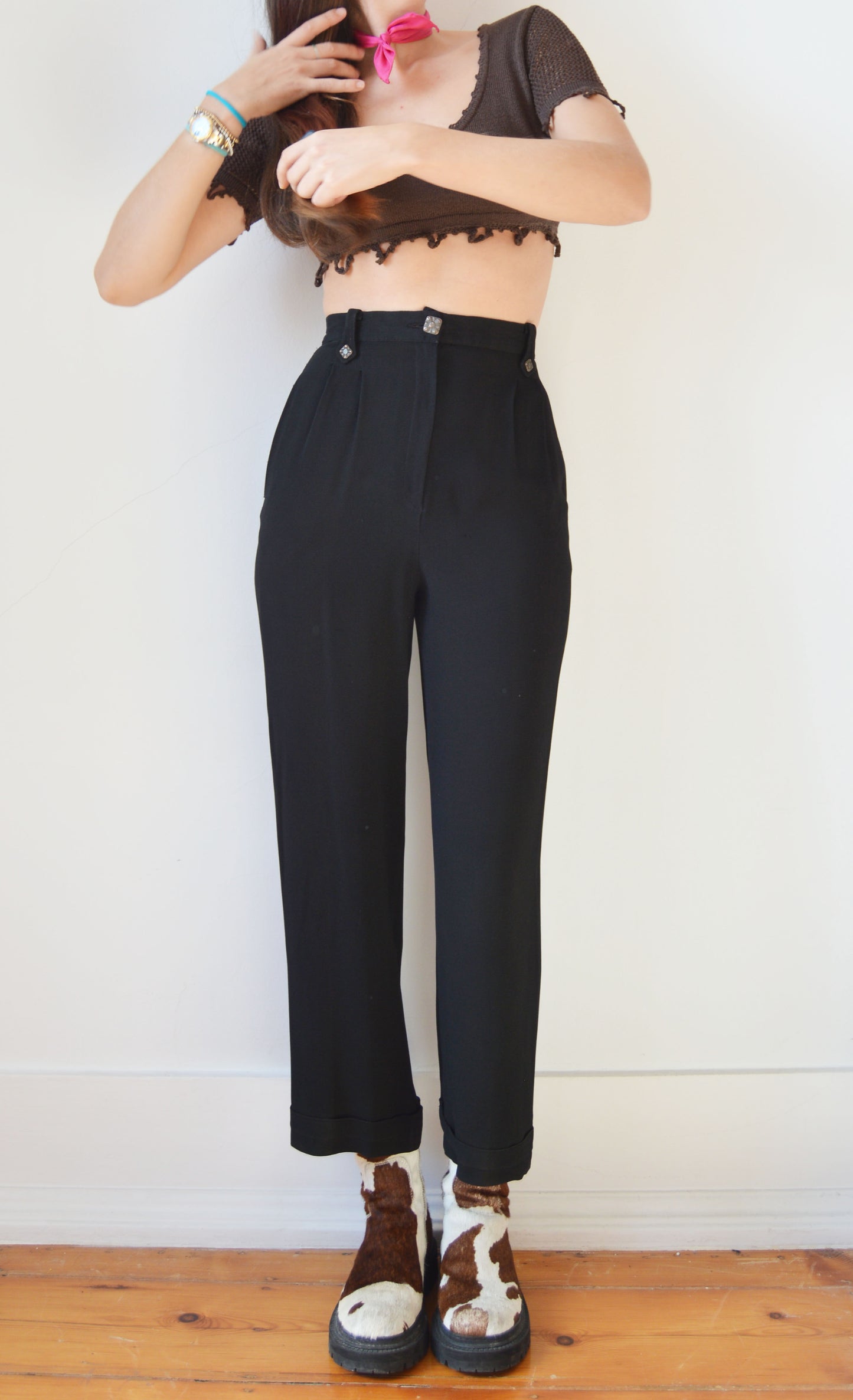 christian lacroix bazar high waisted black trousers