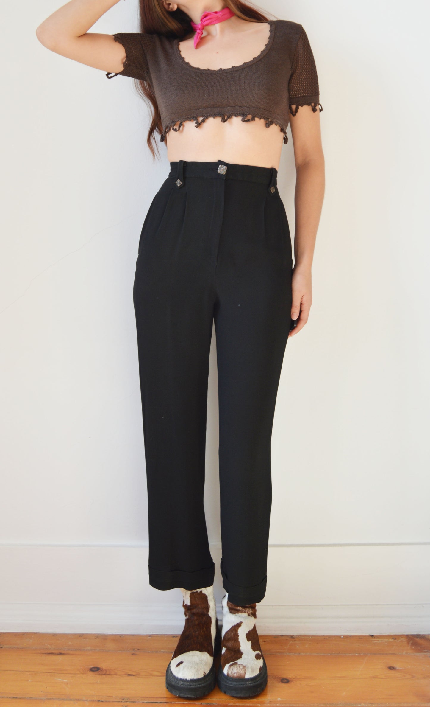 christian lacroix bazar high waisted black trousers