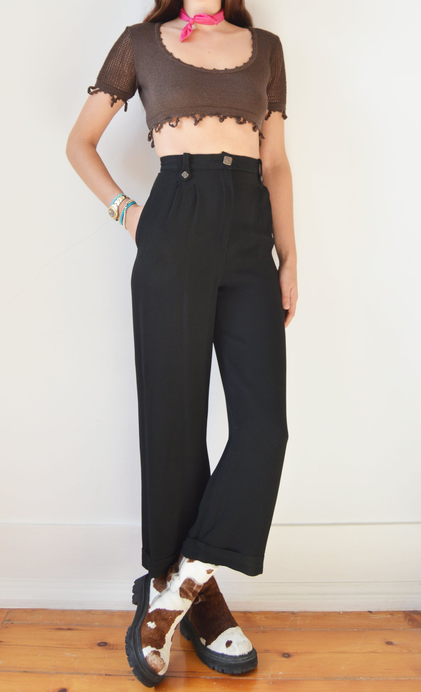 christian lacroix bazar high waisted black trousers