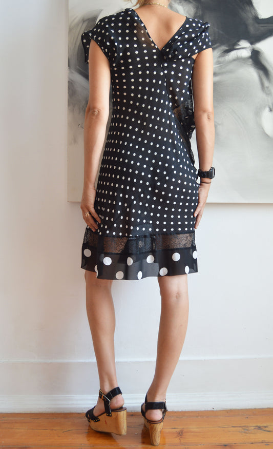 Comme des Garcons 2009 Black and White Polka Dot Dress
