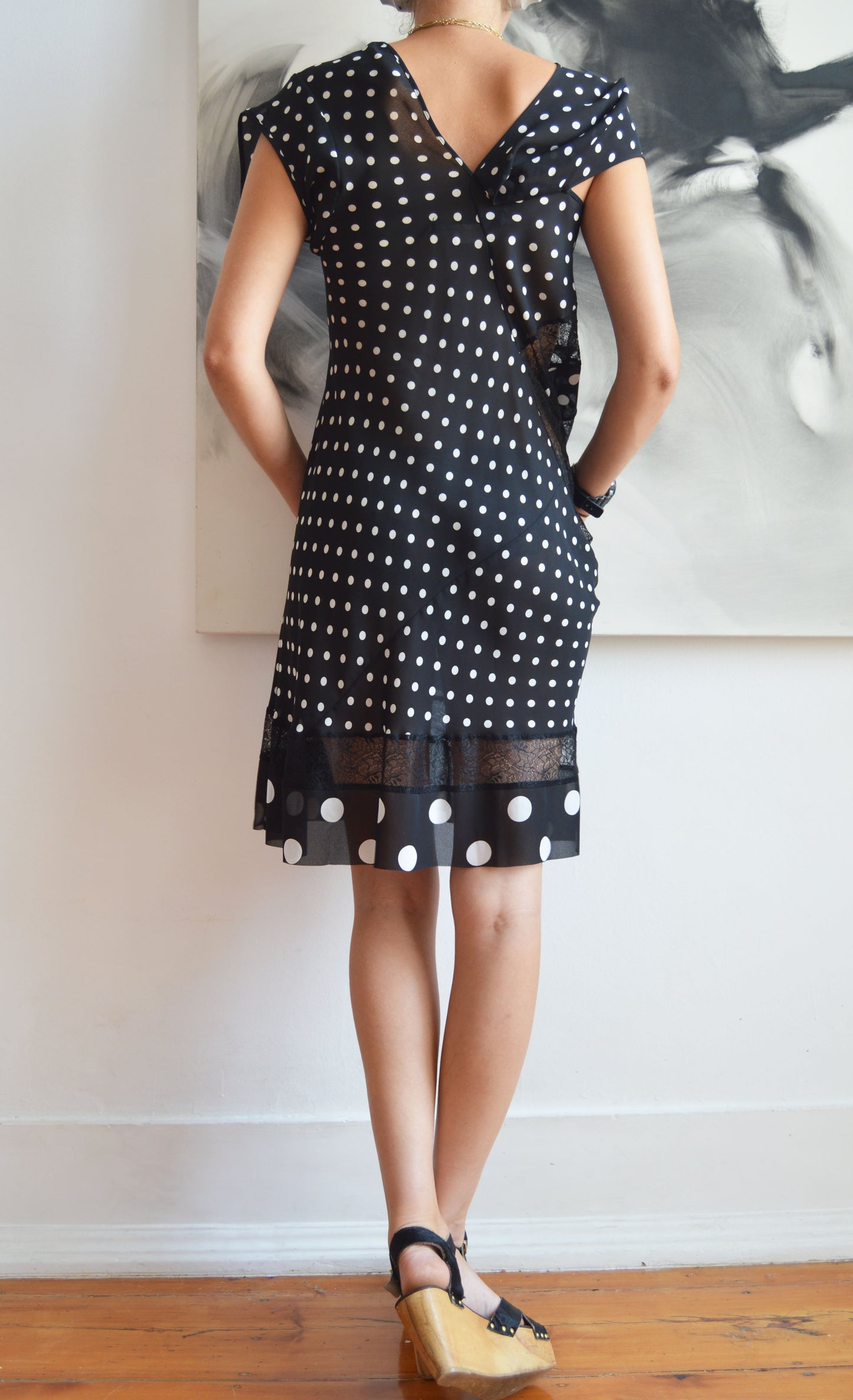 Comme des Garcons 2009 Black and White Polka Dot Dress
