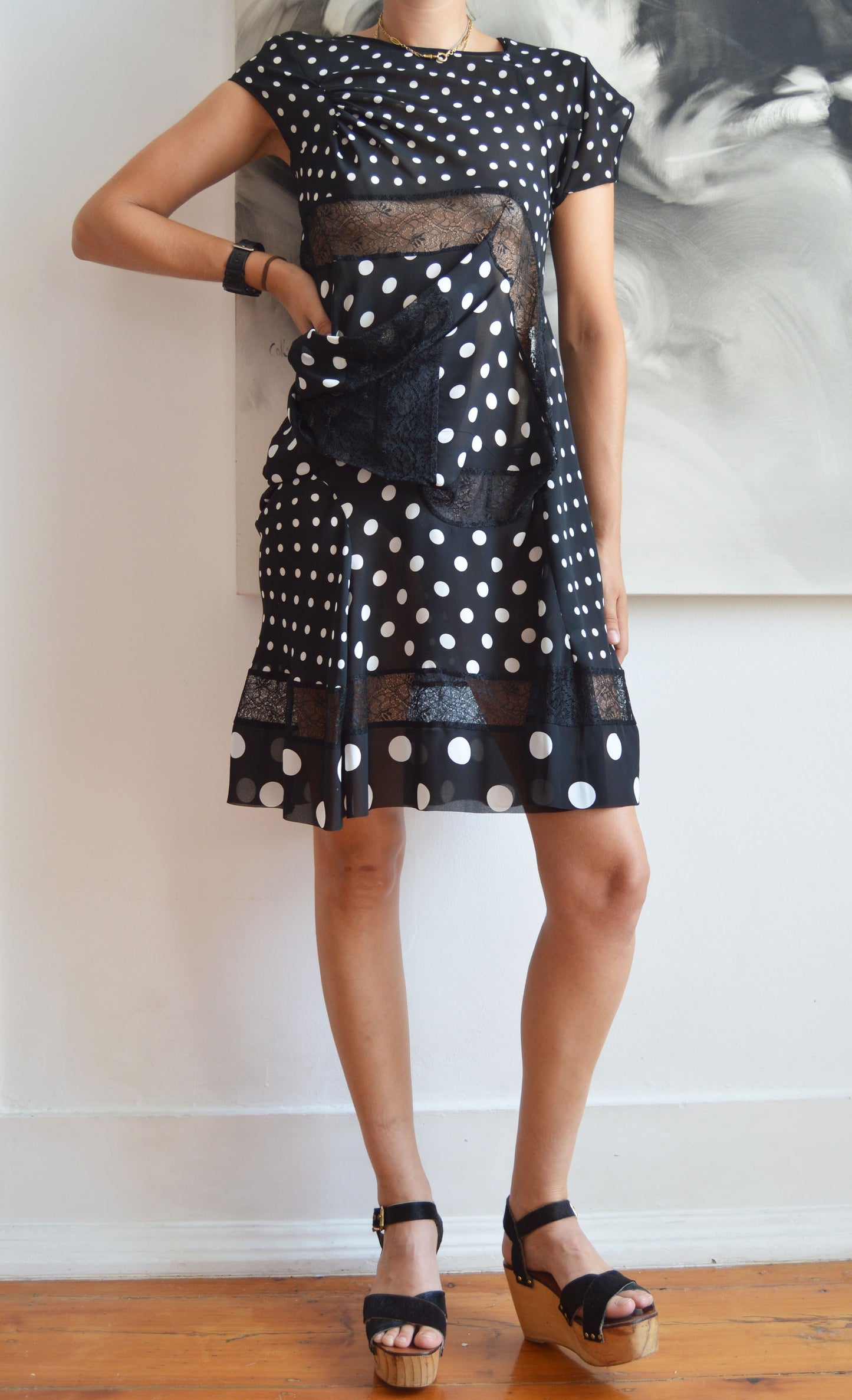 Comme des Garcons 2009 Black and White Polka Dot Dress