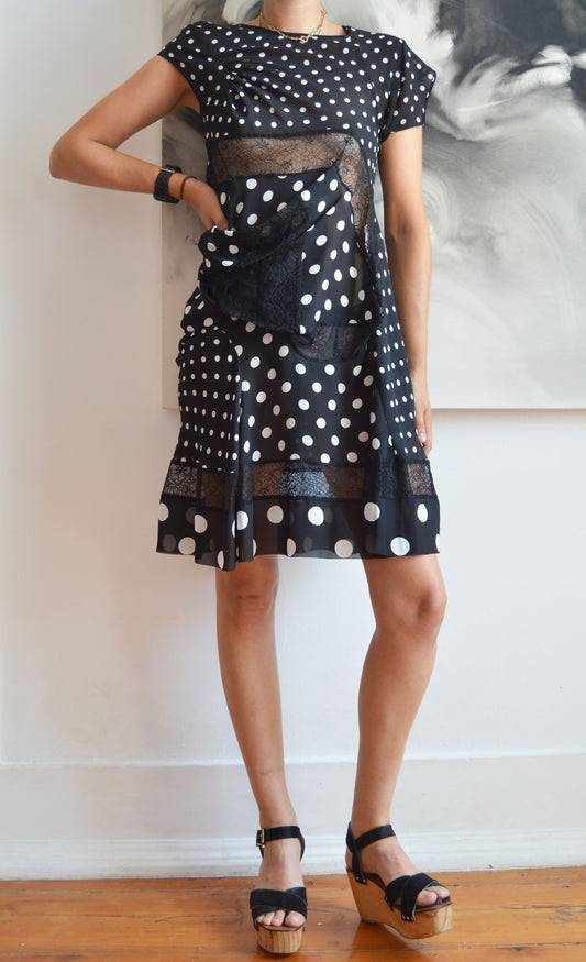 Comme des Garcons 2009 Black and White Polka Dot Dress