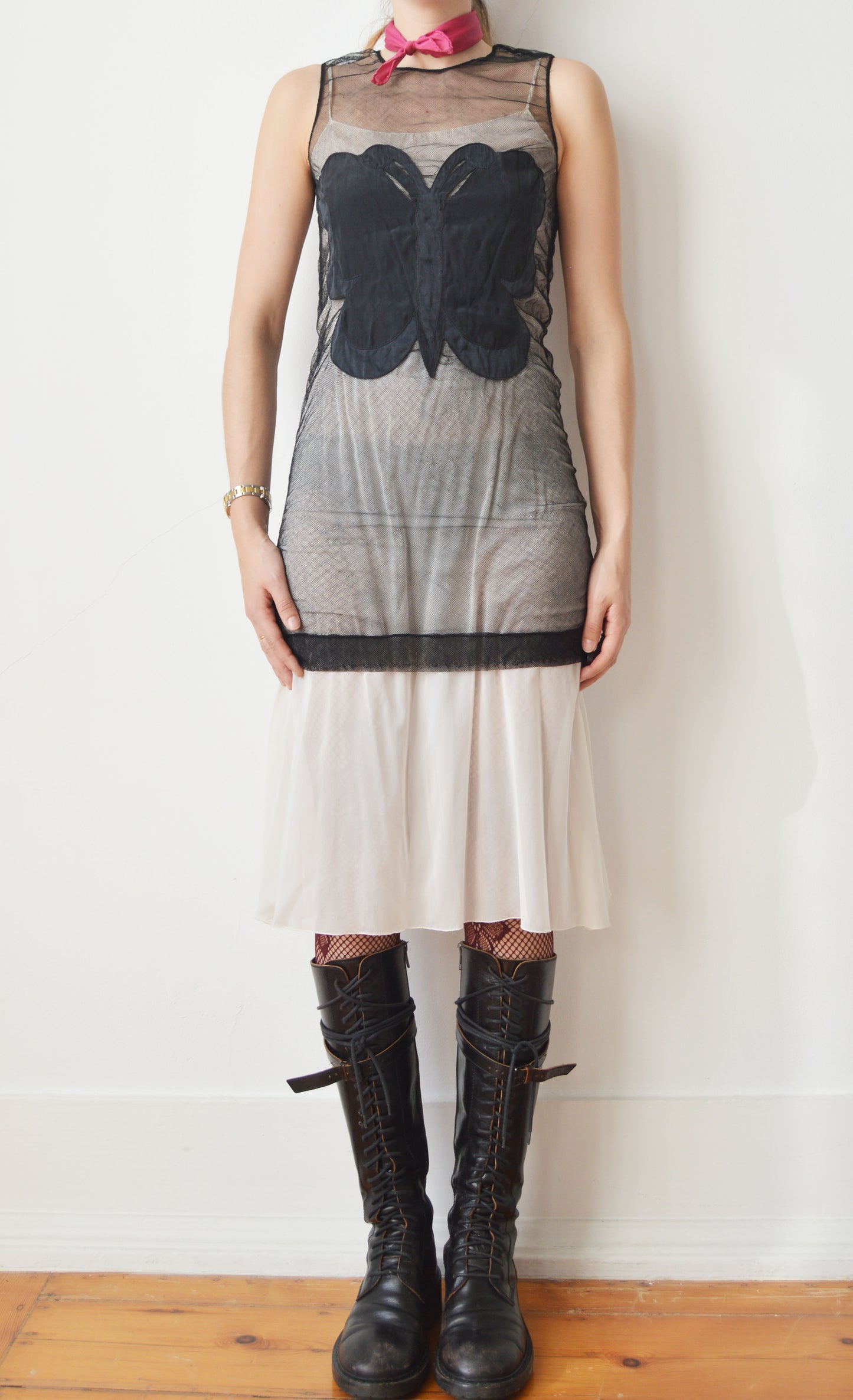 Vintage Dolce & Gabbana Black Mesh Butterfly Tank Top