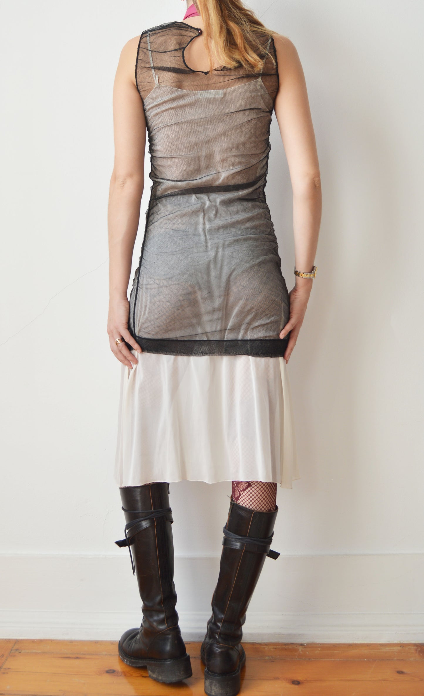 Vintage Dolce & Gabbana Black Mesh Butterfly Tank Top