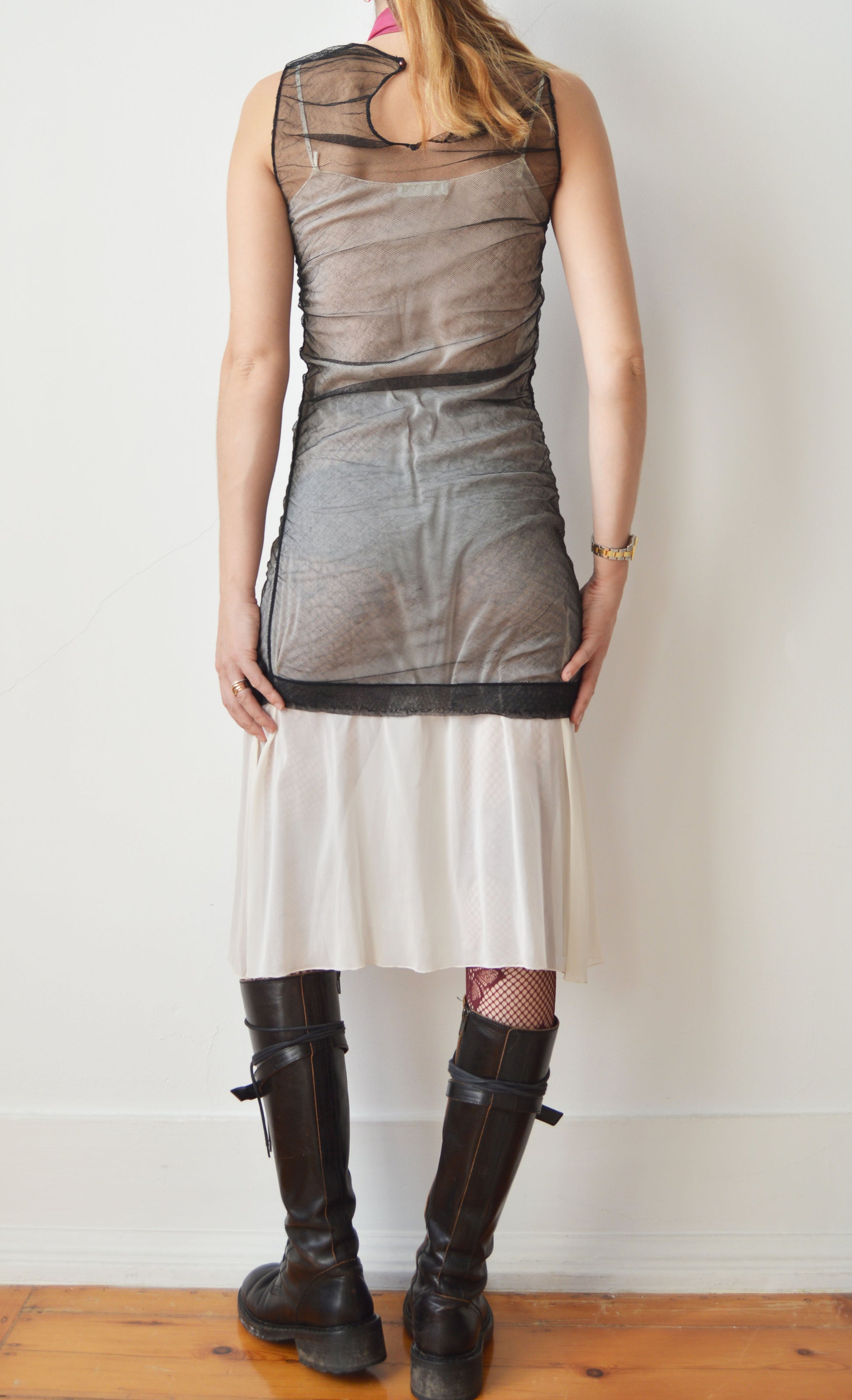 Vintage Dolce & Gabbana Black Mesh Butterfly Tank Top