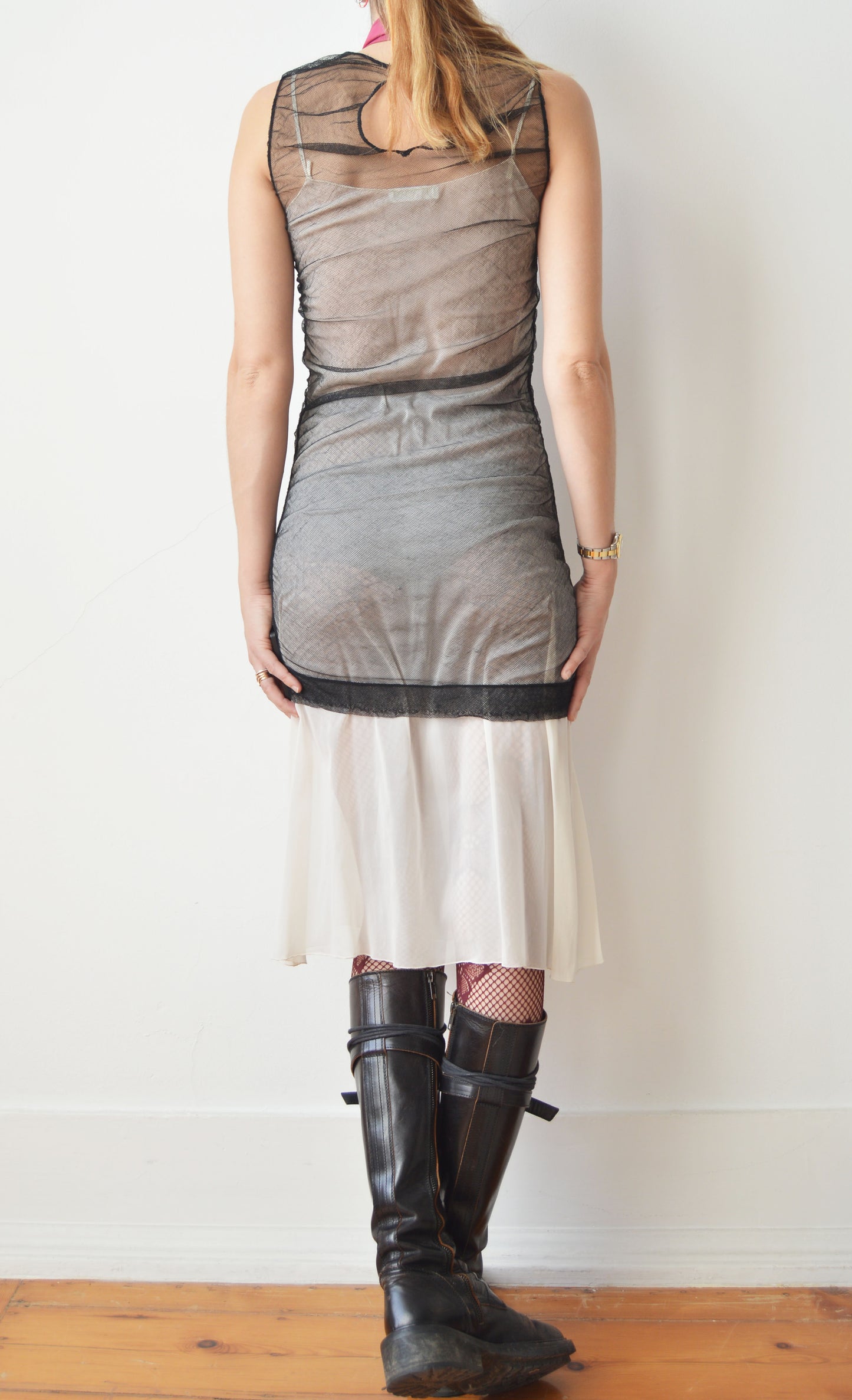 Vintage Dolce & Gabbana Black Mesh Butterfly Tank Top