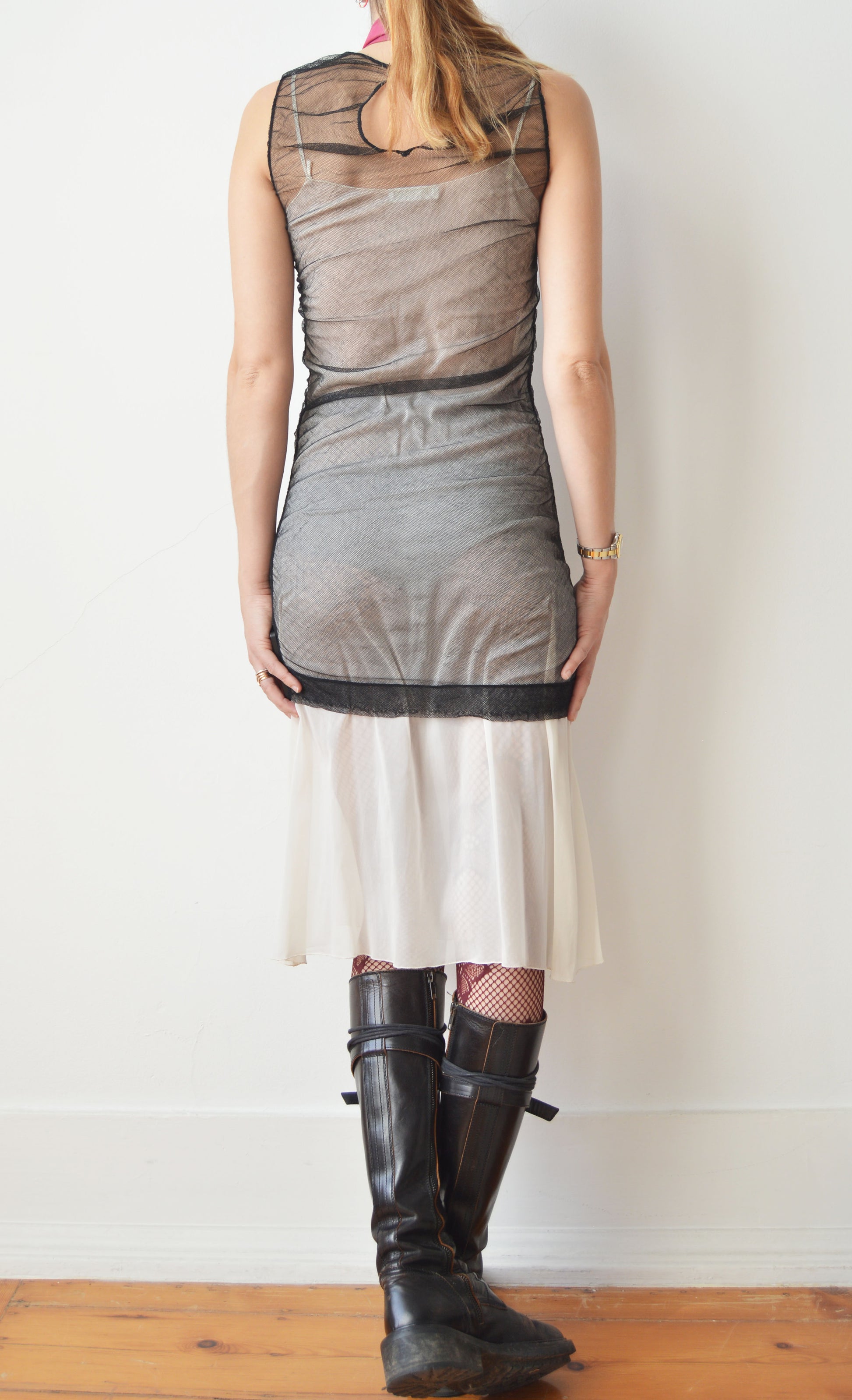 Vintage Dolce & Gabbana Black Mesh Butterfly Tank Top