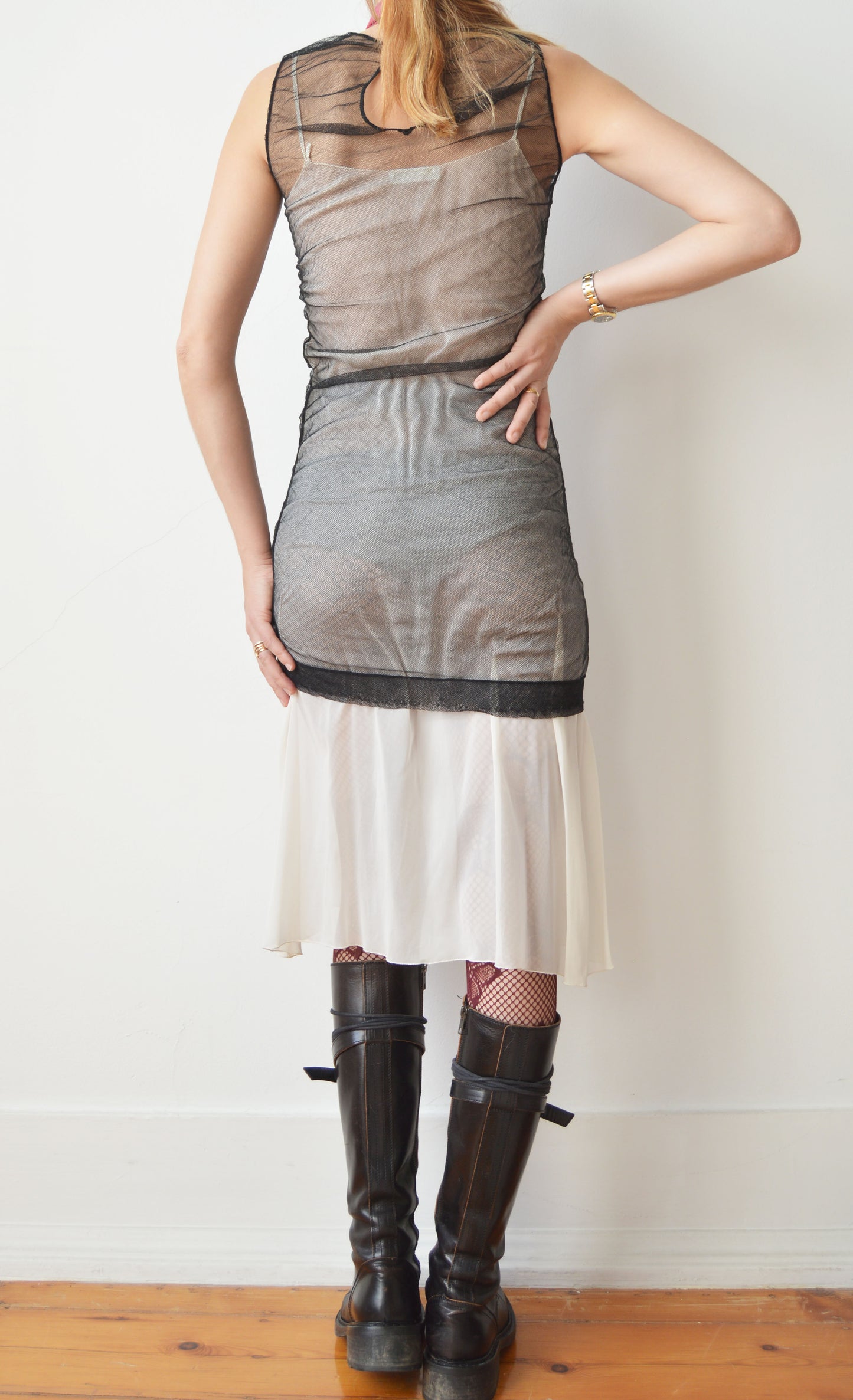 Vintage Dolce & Gabbana Black Mesh Butterfly Tank Top