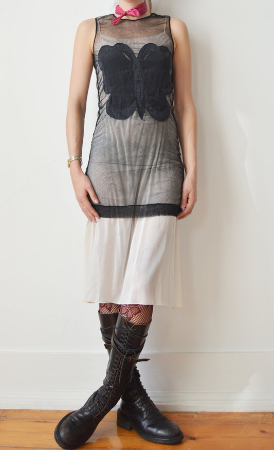 Vintage Dolce & Gabbana Black Mesh Butterfly Tank Top