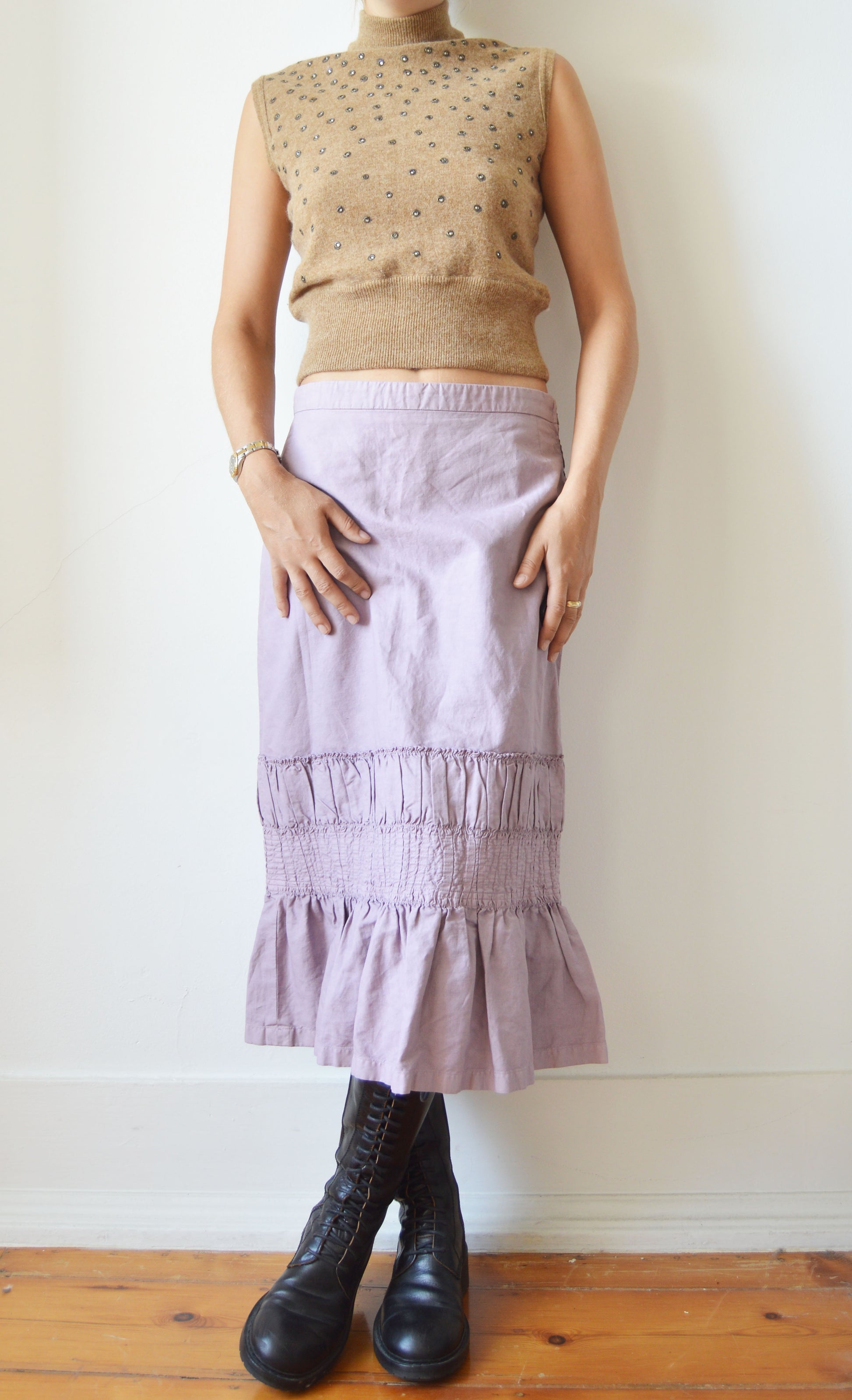 Dries van Noten Purple Midi Skirt