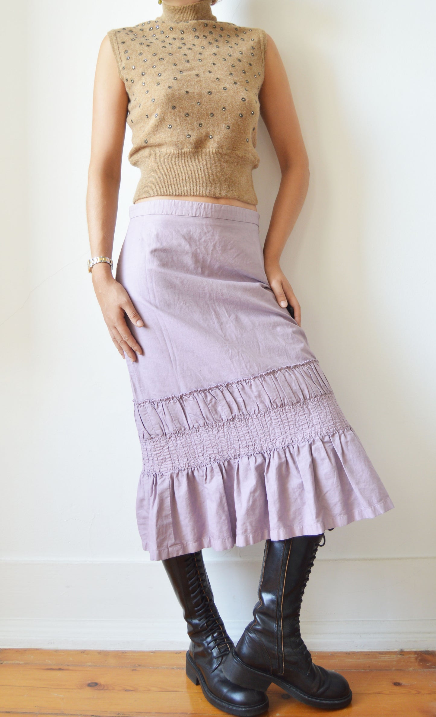 Dries van Noten Purple Midi Skirt