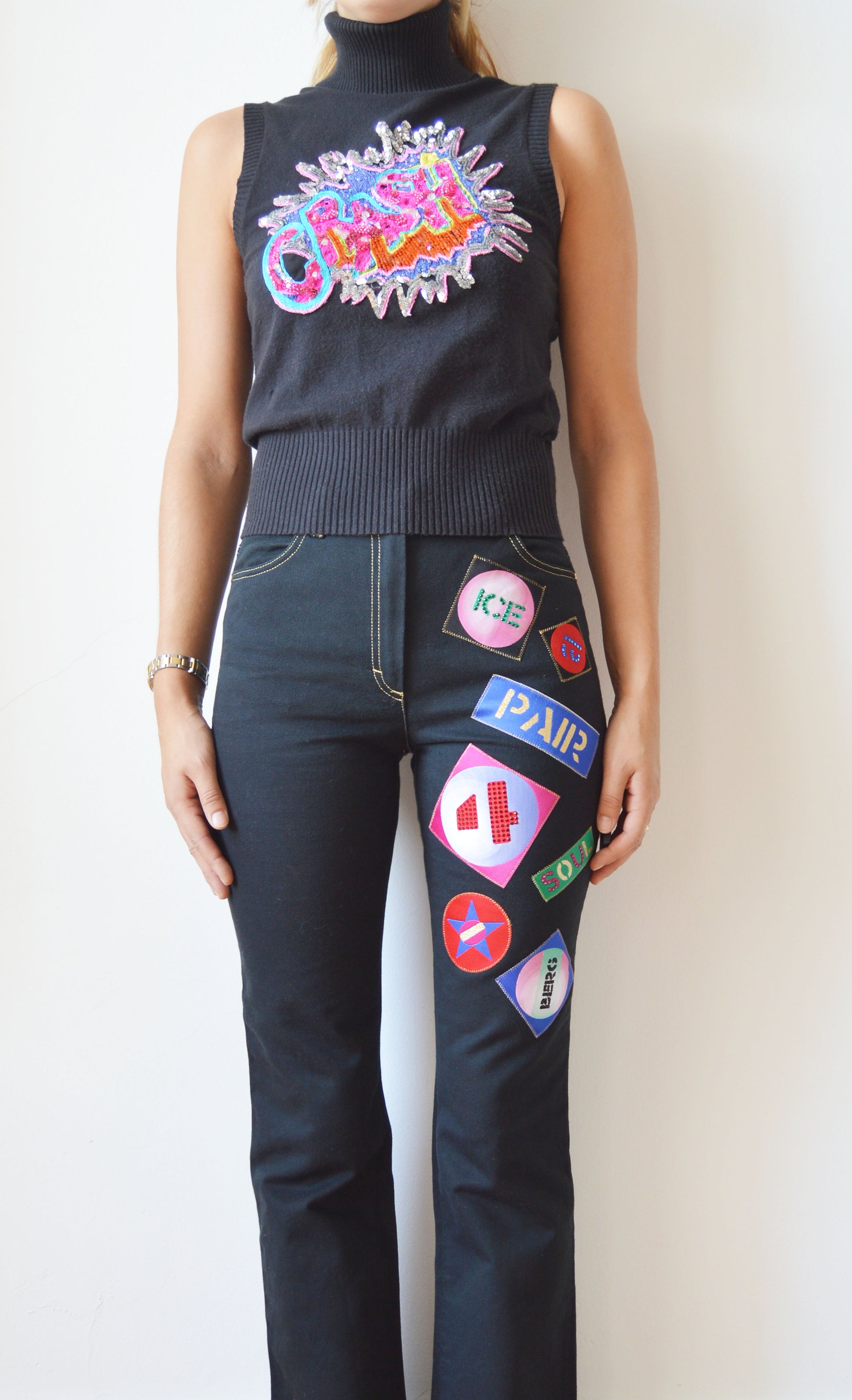 Iceberg 'Crash' Embellished Sleeveless Turtleneck