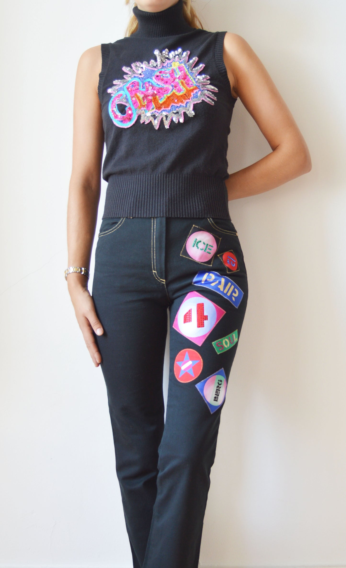Iceberg 'Crash' Embellished Sleeveless Turtleneck