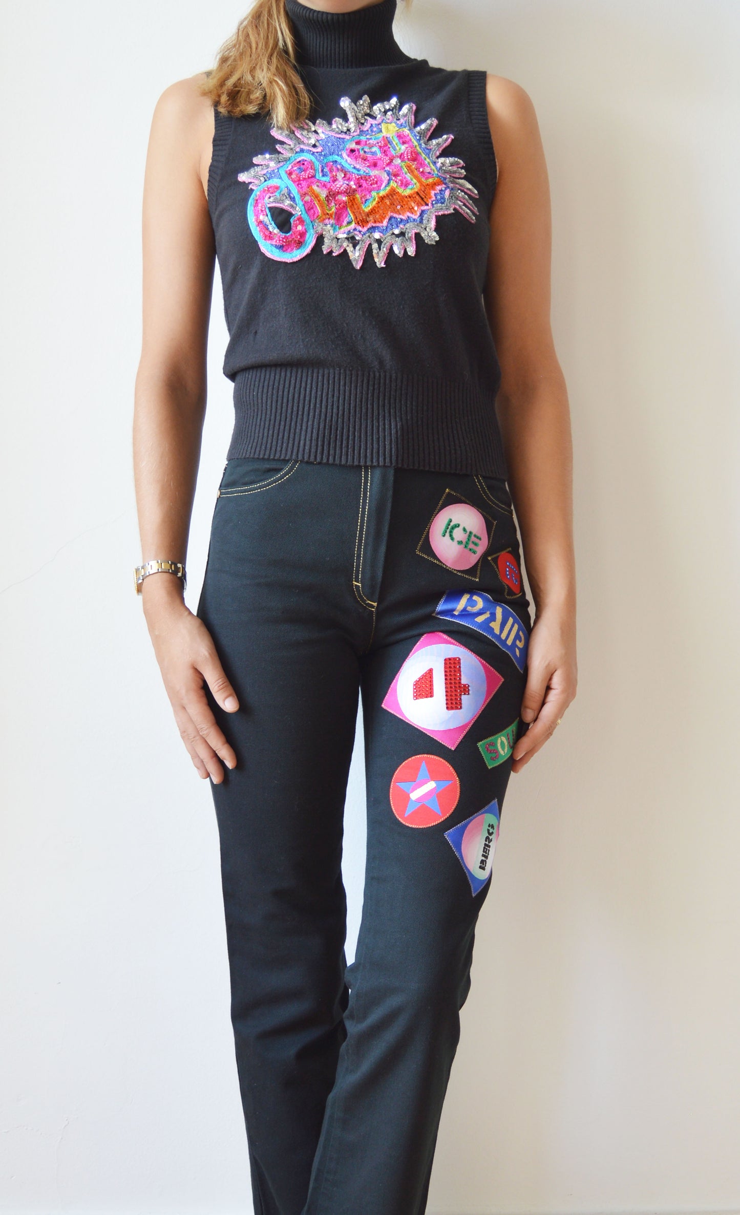 Iceberg 'Crash' Embellished Sleeveless Turtleneck