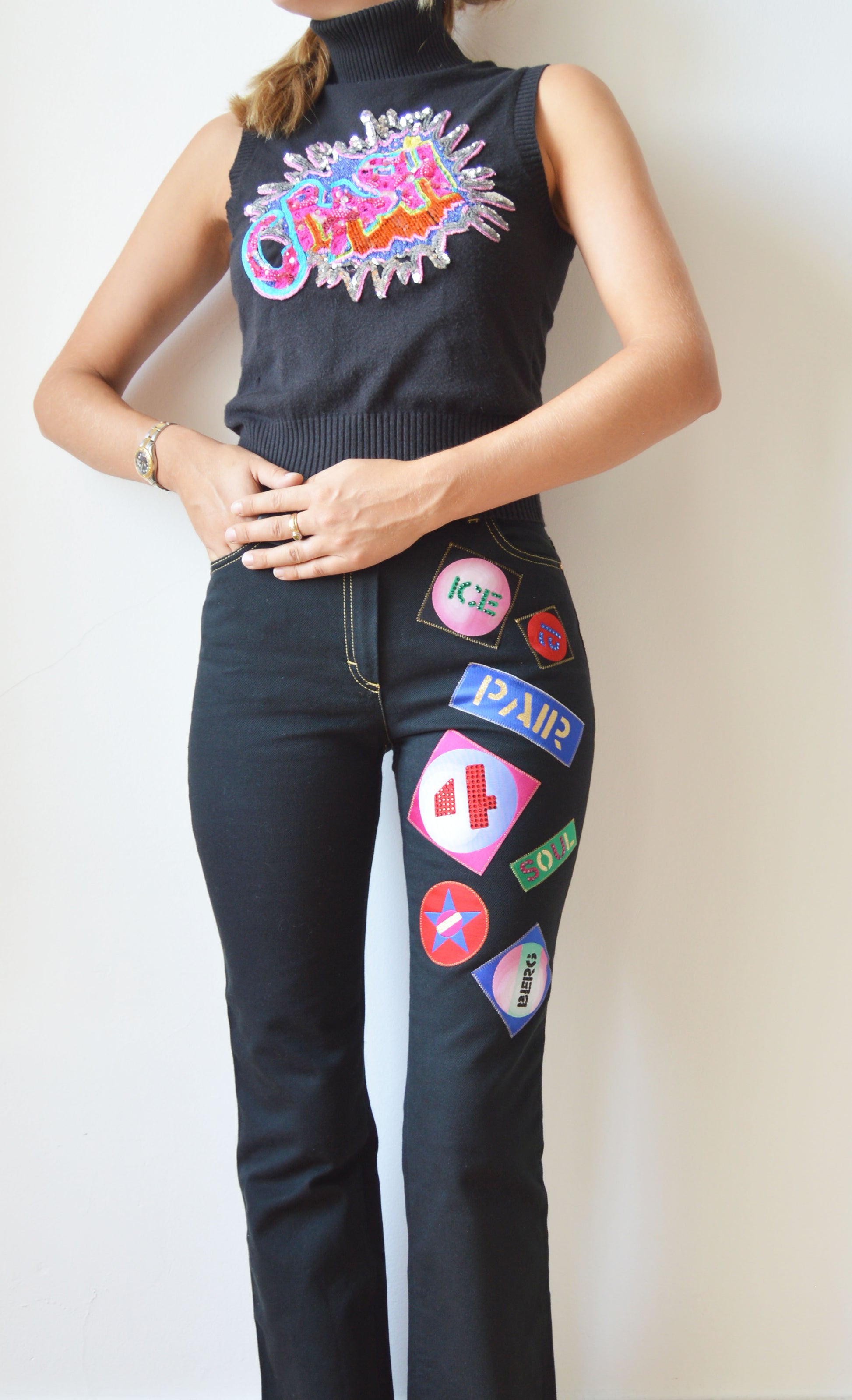 Iceberg 'Crash' Embellished Sleeveless Turtleneck