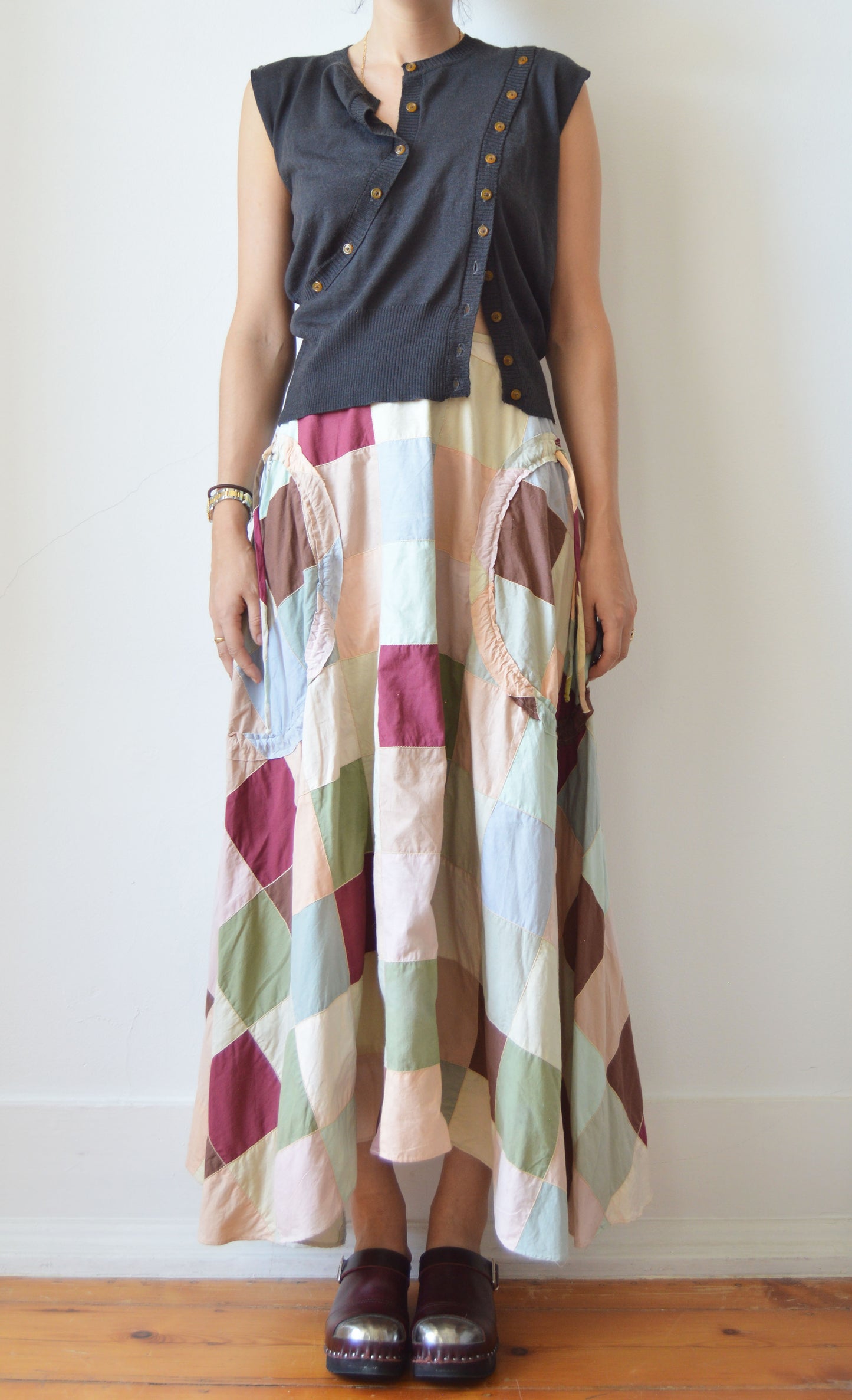 Vintage Marni F/W 2002 Cotton Patchwork Midi Skirt