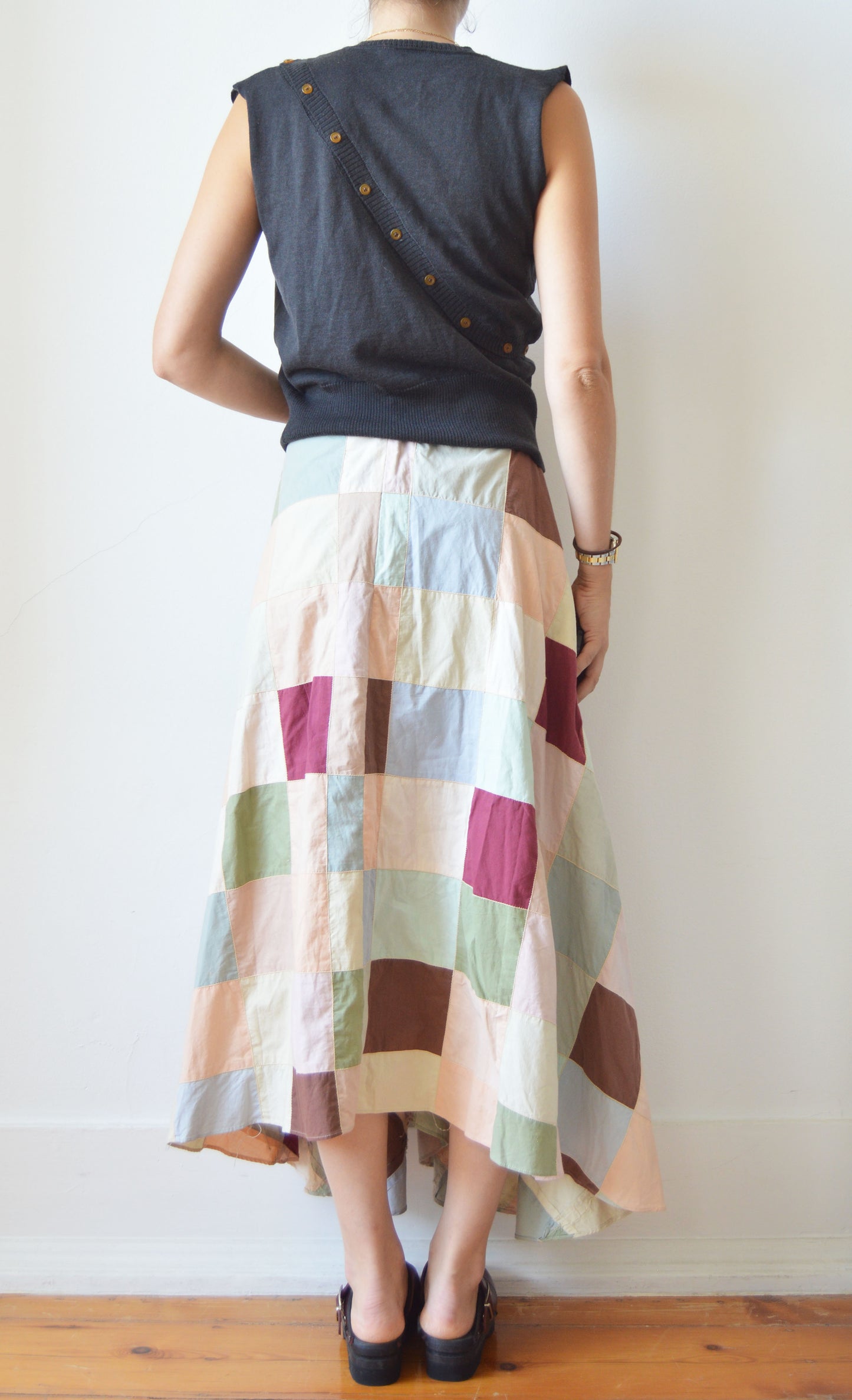 Vintage Marni F/W 2002 Cotton Patchwork Midi Skirt