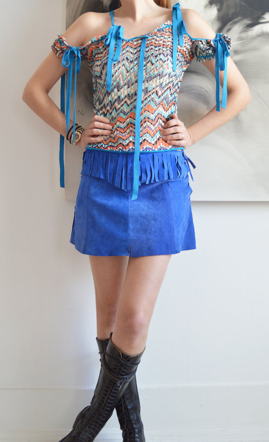 missoni x wolford blue tie top