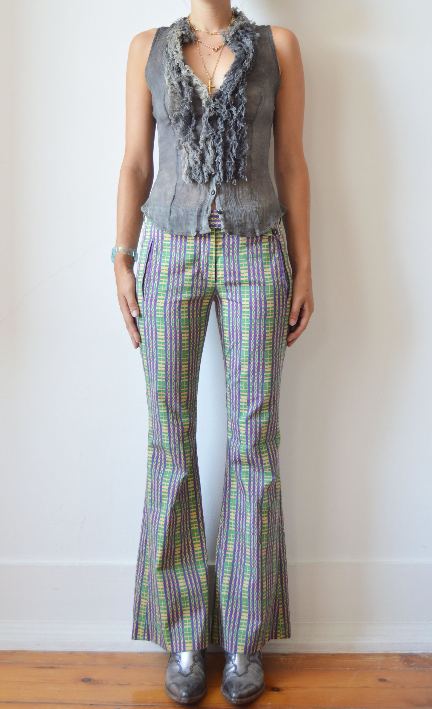 Vintage Prada S/S 2008 Cotton Flared Trousers