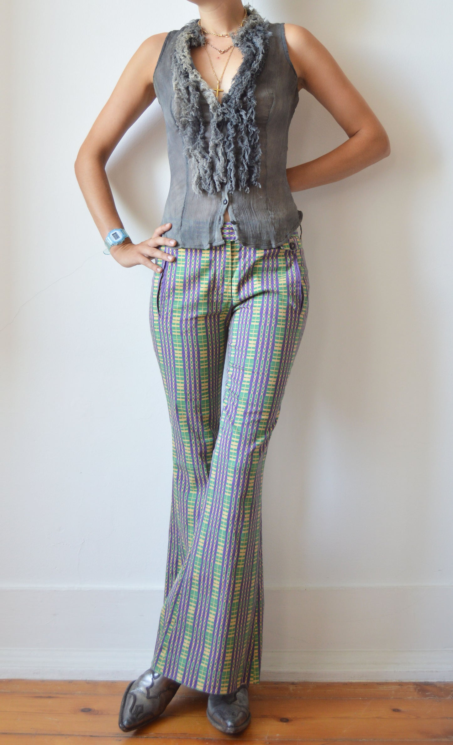 Vintage Prada S/S 2008 Cotton Flared Trousers
