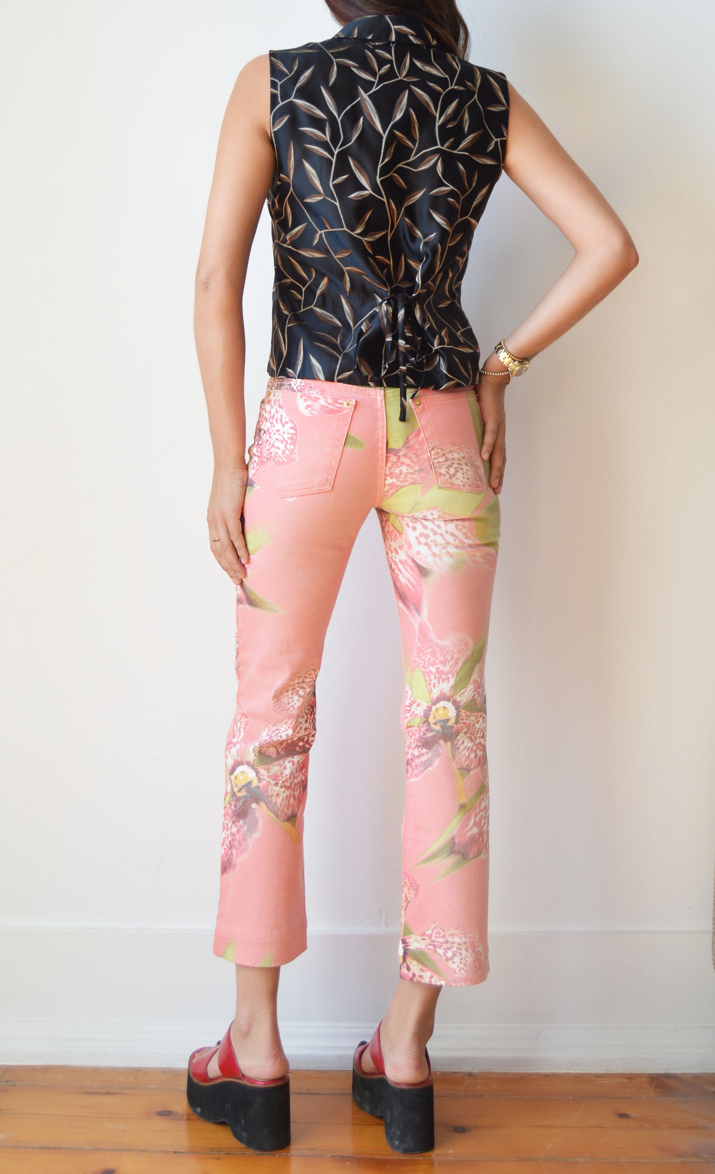 roberto cavalli ss 2005 orchid print jeans