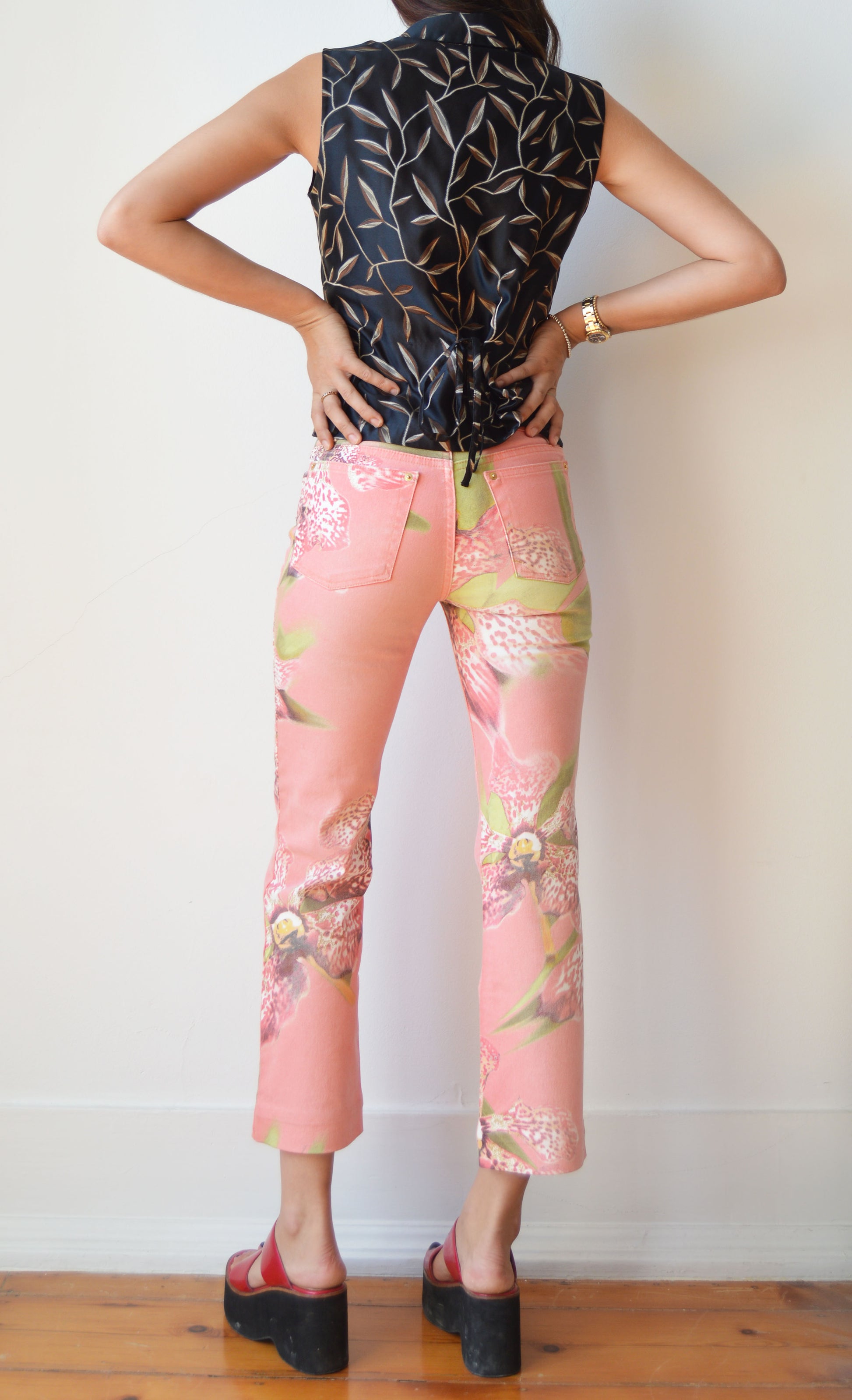 roberto cavalli ss 2005 orchid print jeans