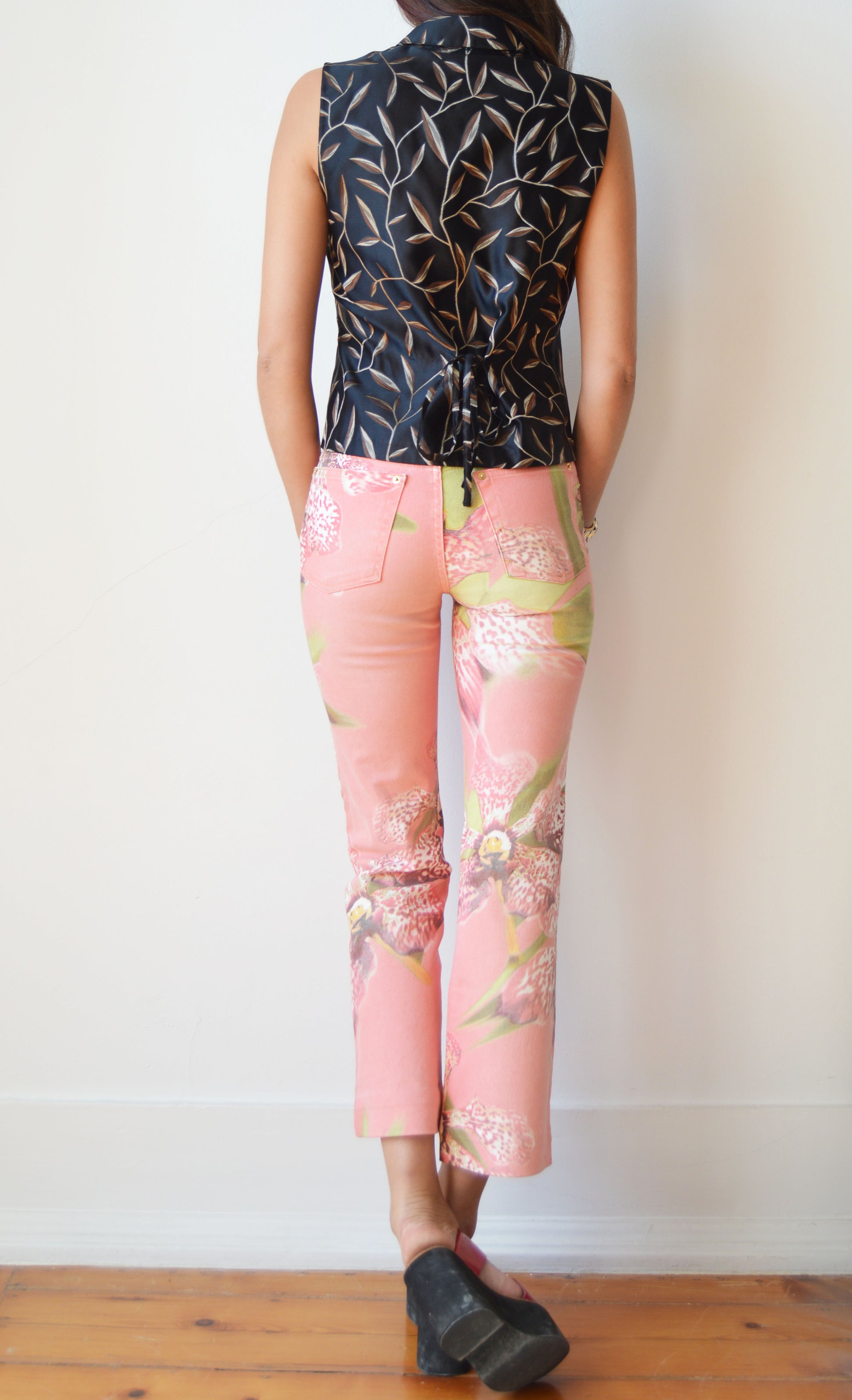 roberto cavalli ss 2005 orchid print jeans