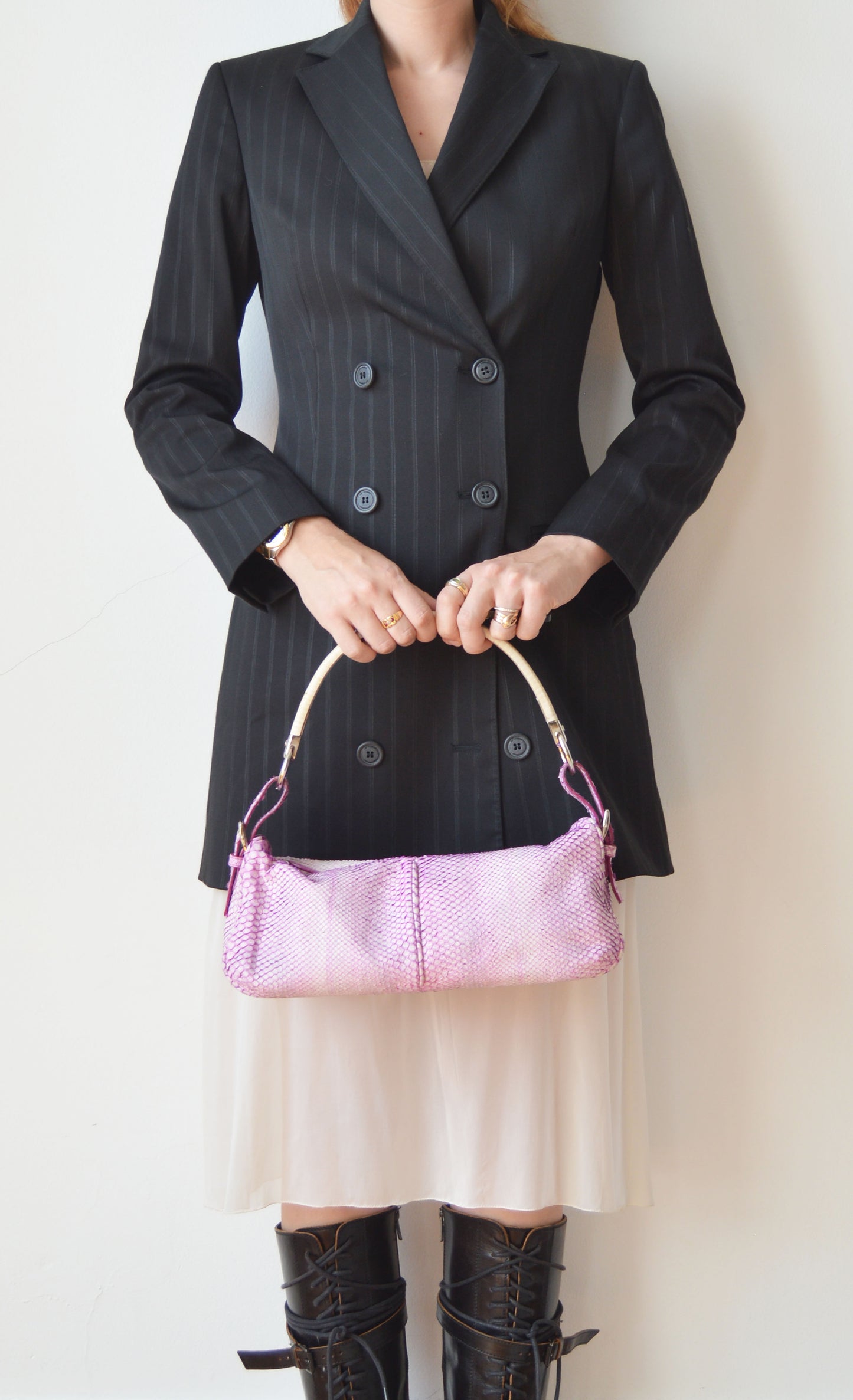Sergio Rossi Pink Python Shoulder Bag