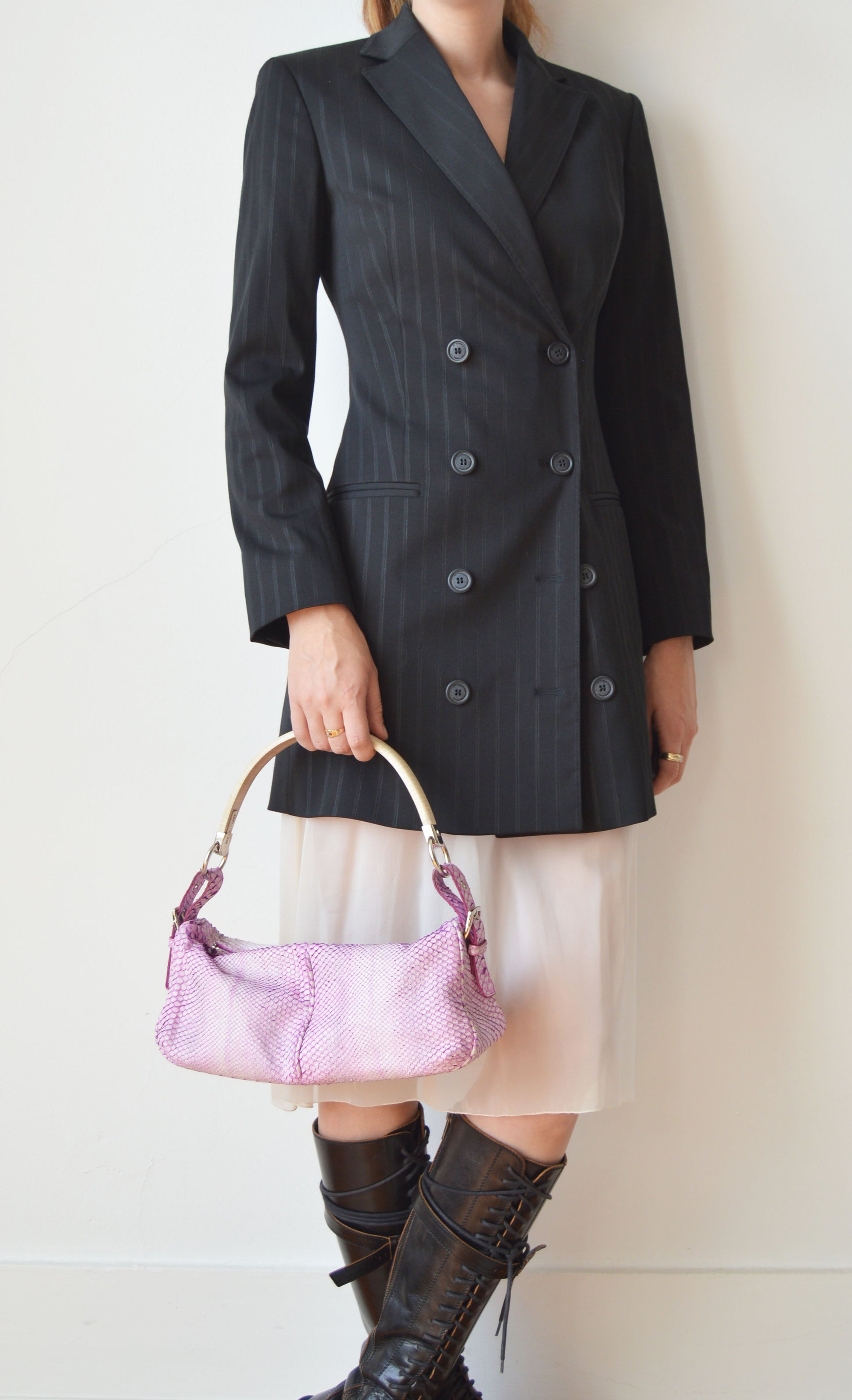 Sergio Rossi Pink Python Shoulder Bag