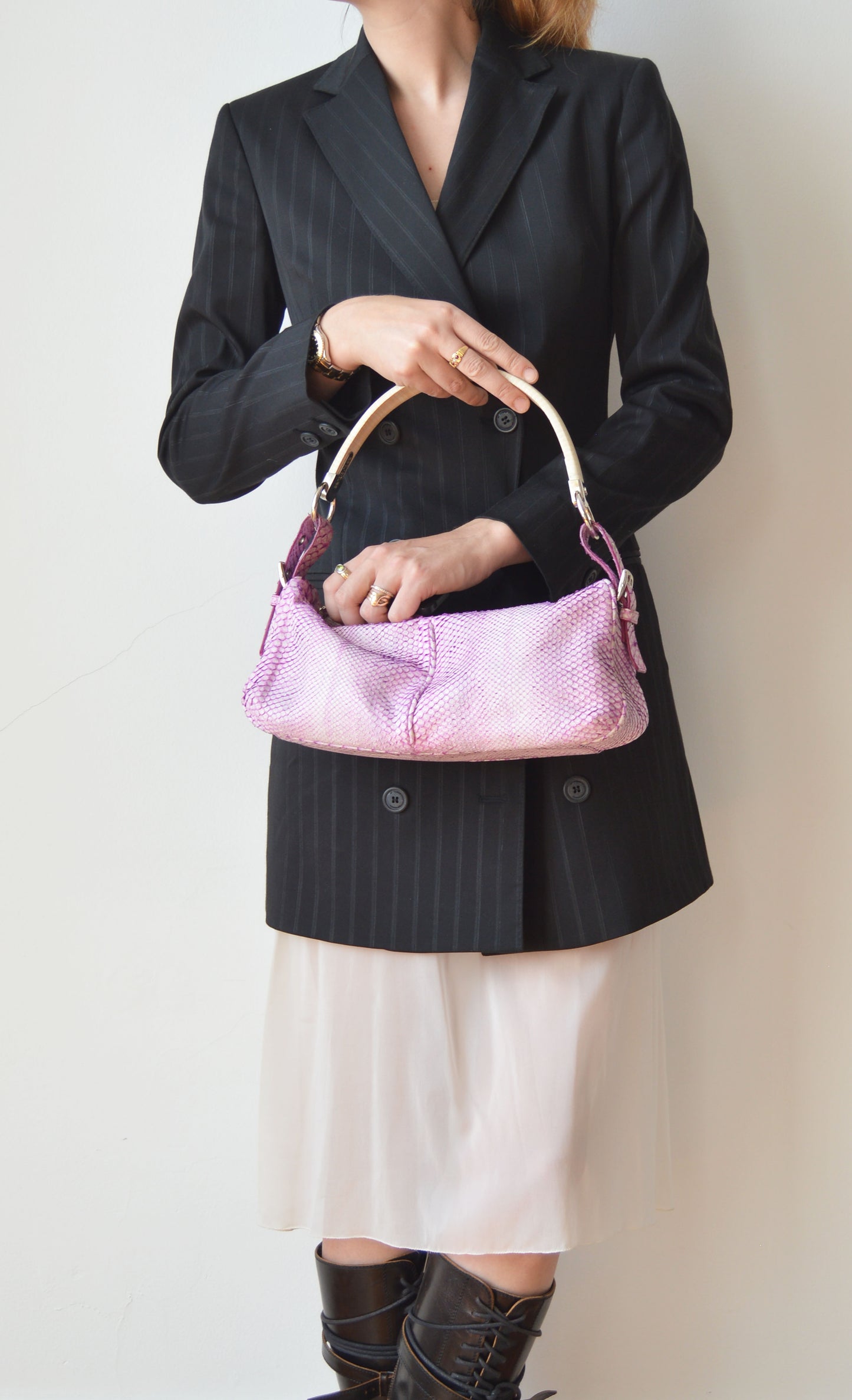 Sergio Rossi Pink Python Shoulder Bag