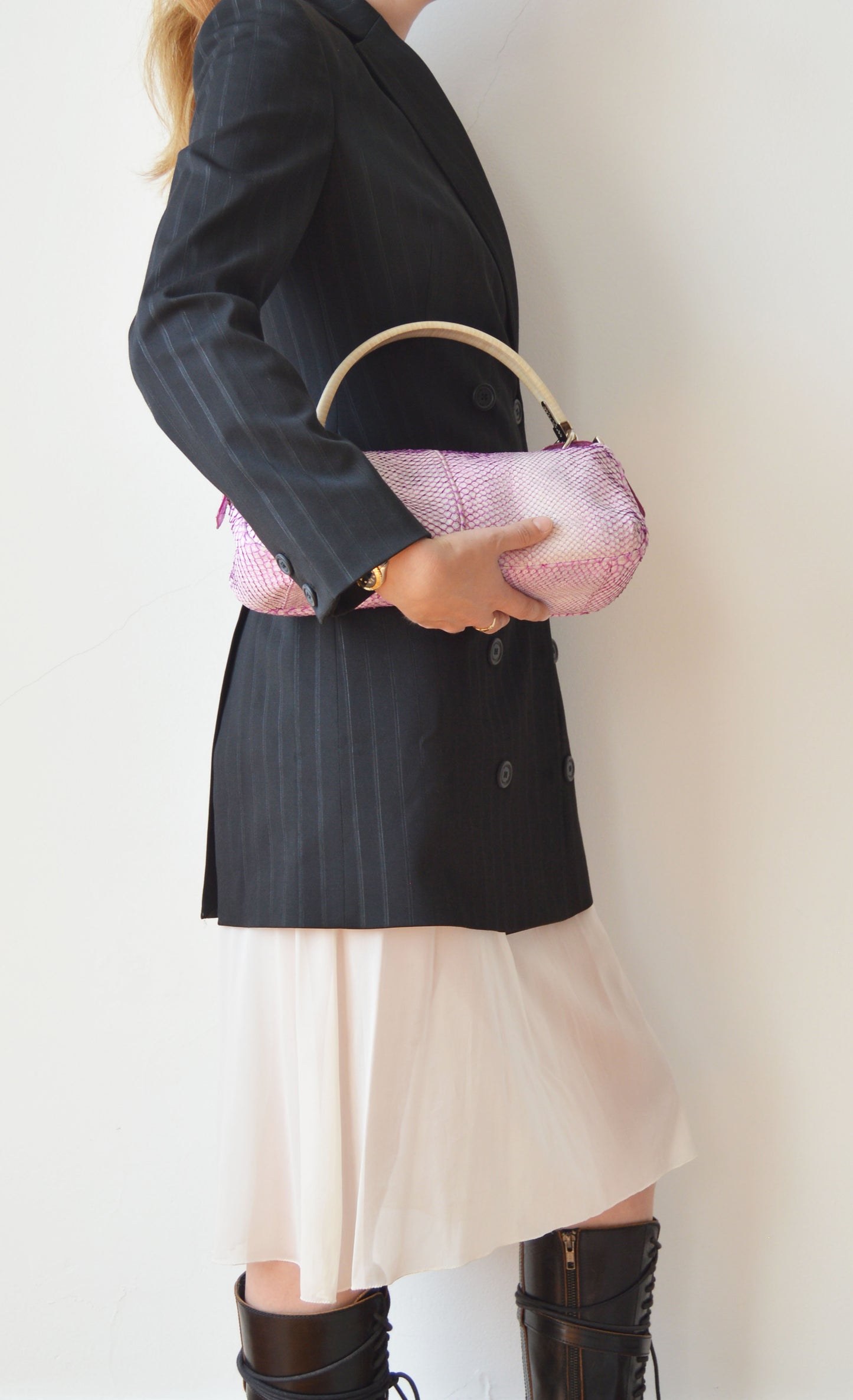 Sergio Rossi Pink Python Shoulder Bag