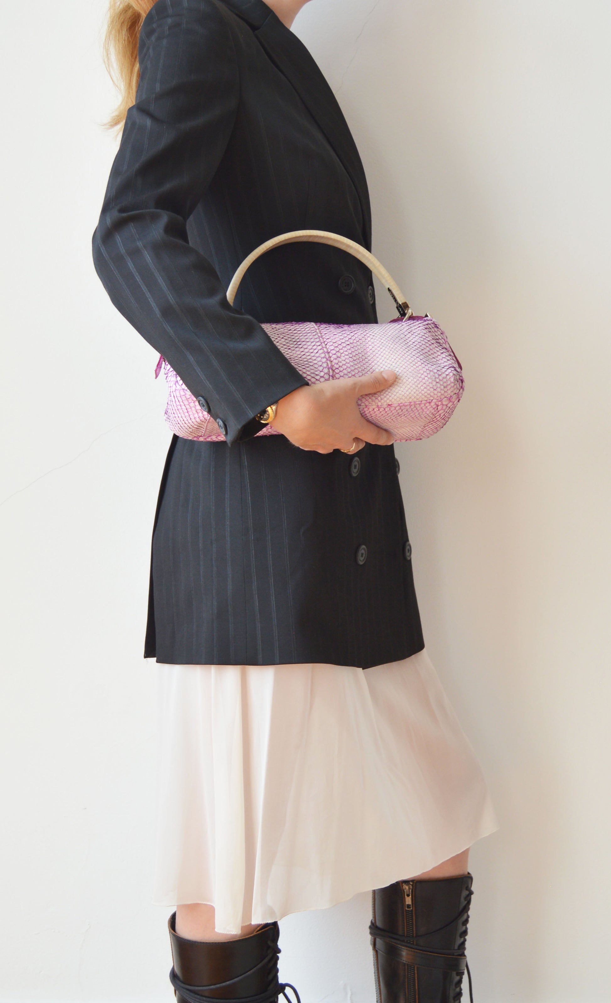 Sergio Rossi Pink Python Shoulder Bag