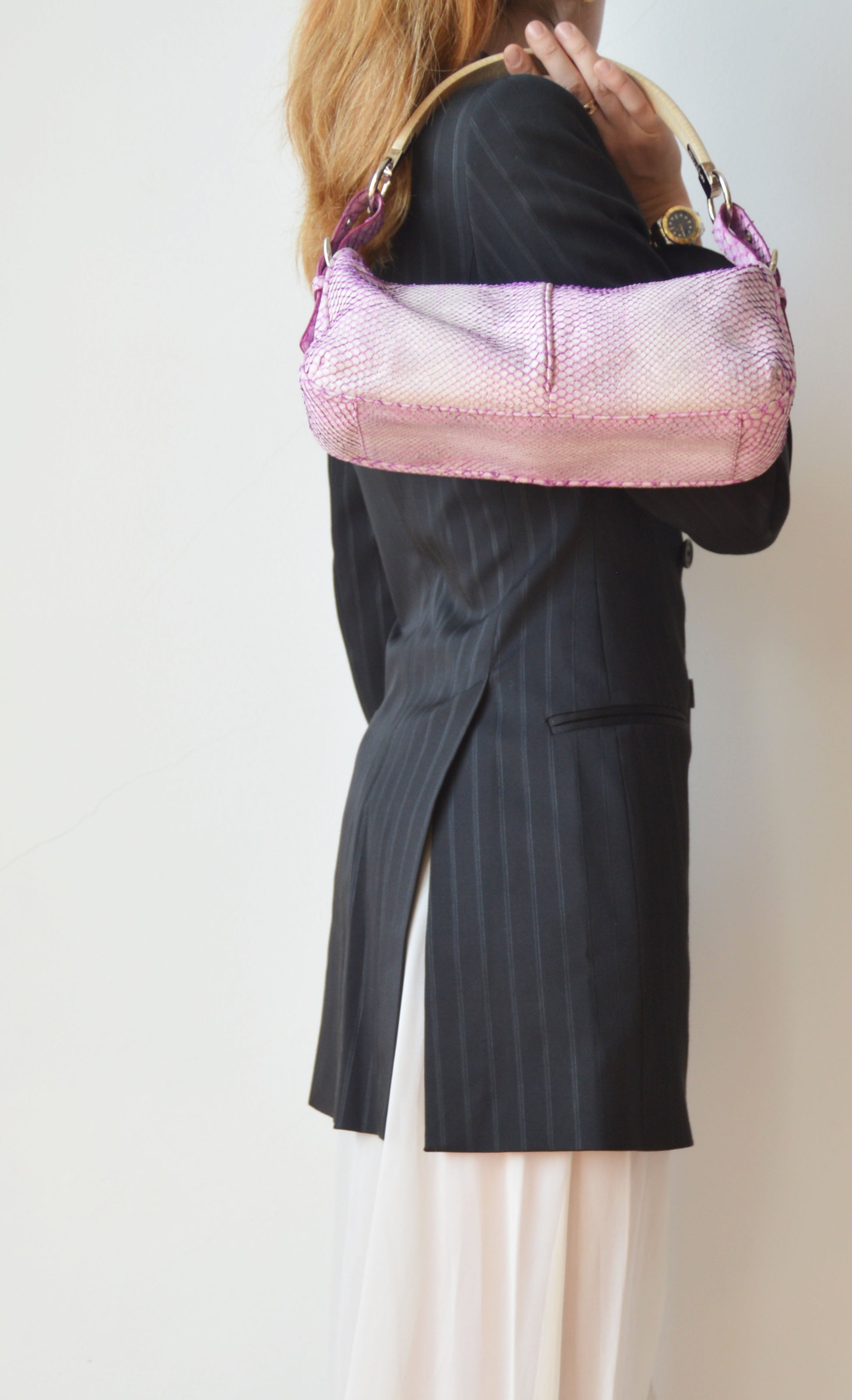Sergio Rossi Pink Python Shoulder Bag