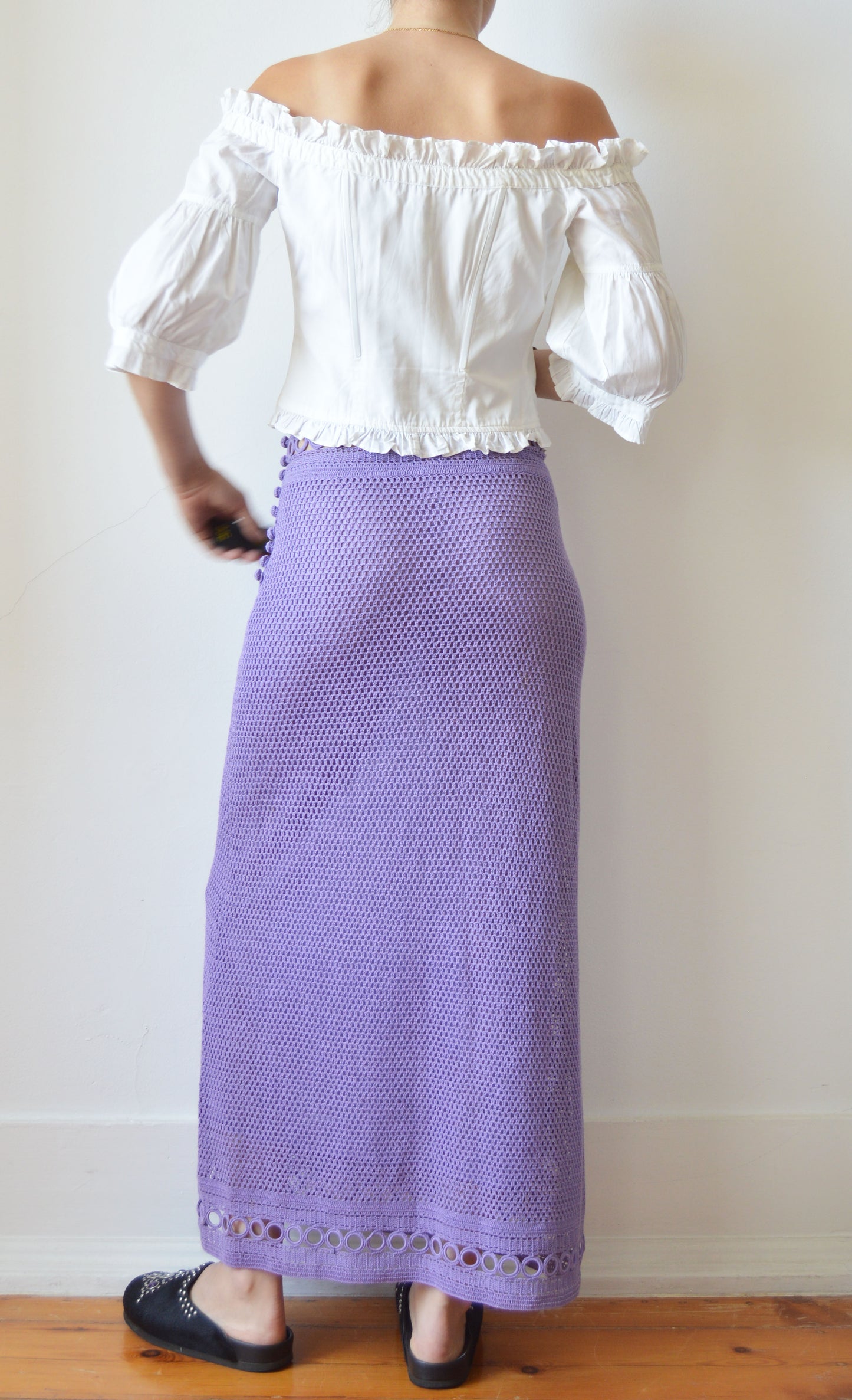Vintage Alberta Ferretti Purple Crochet Maxi Skirt