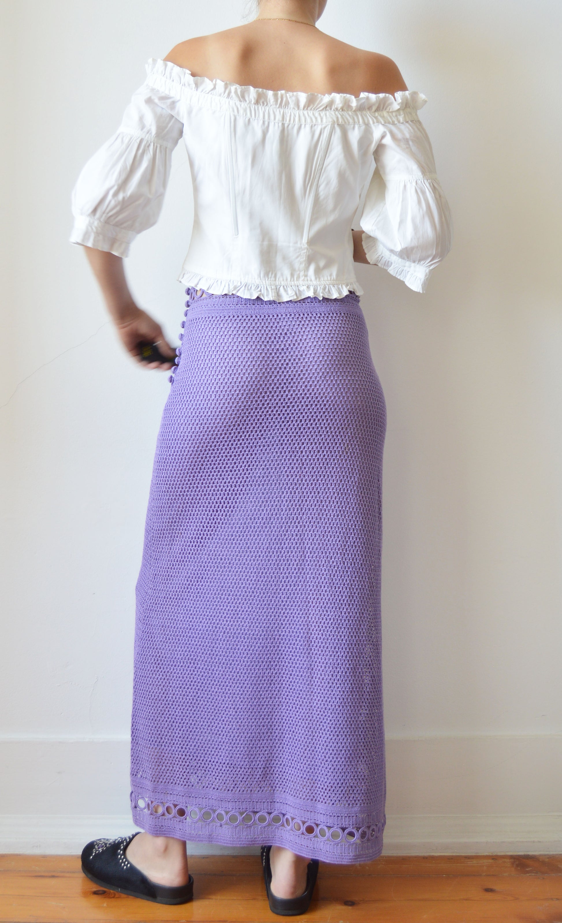 Vintage Alberta Ferretti Purple Crochet Maxi Skirt