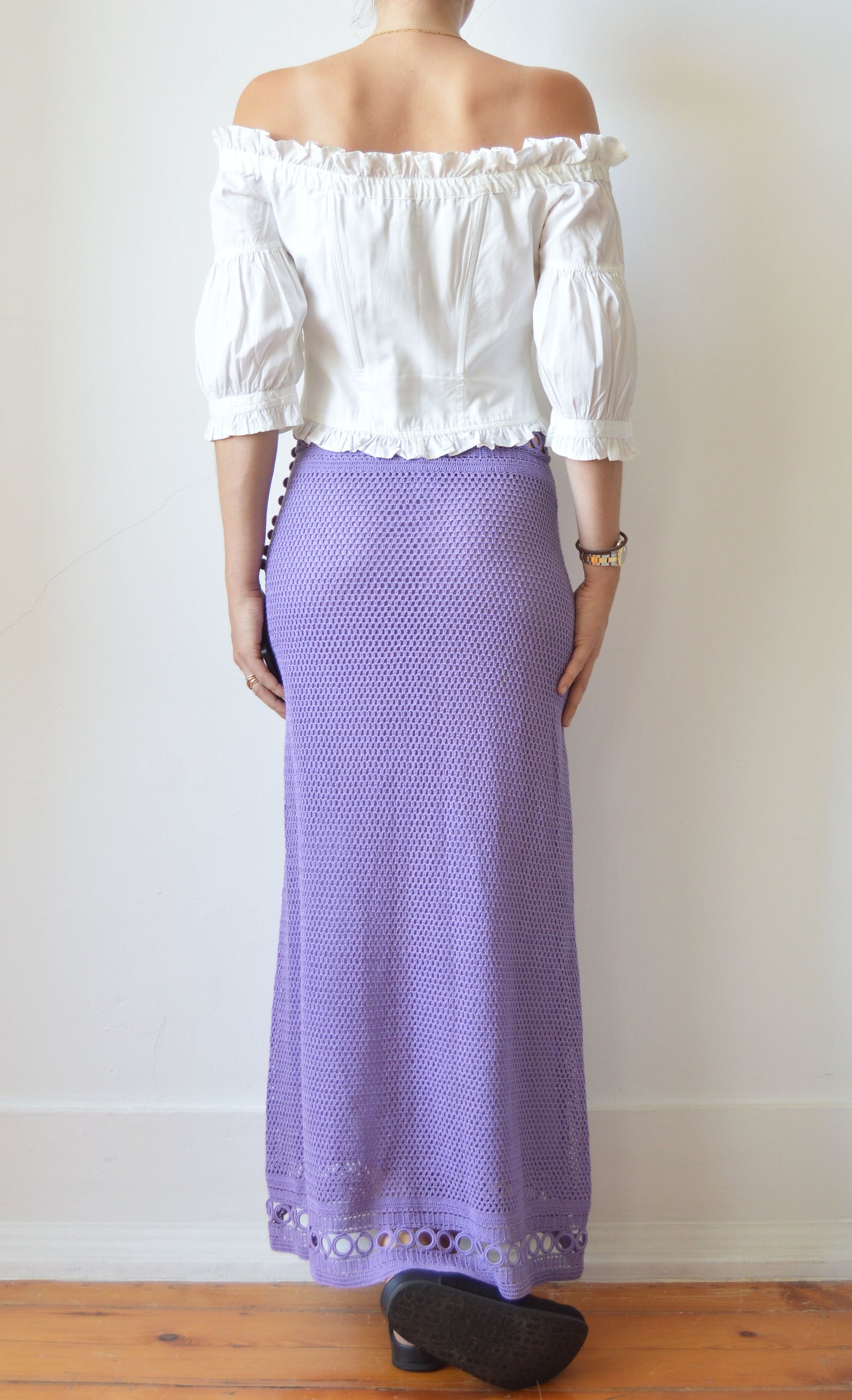 Vintage Alberta Ferretti Purple Crochet Maxi Skirt