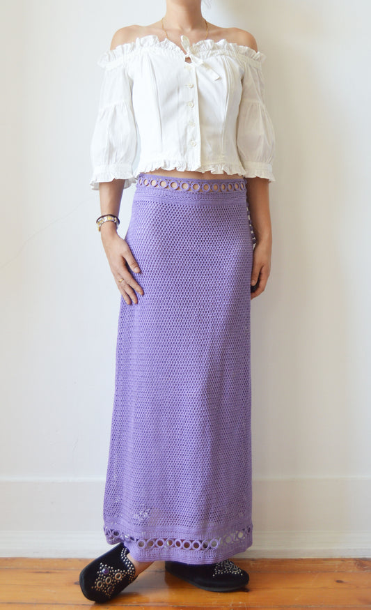 Vintage Alberta Ferretti Purple Crochet Maxi Skirt