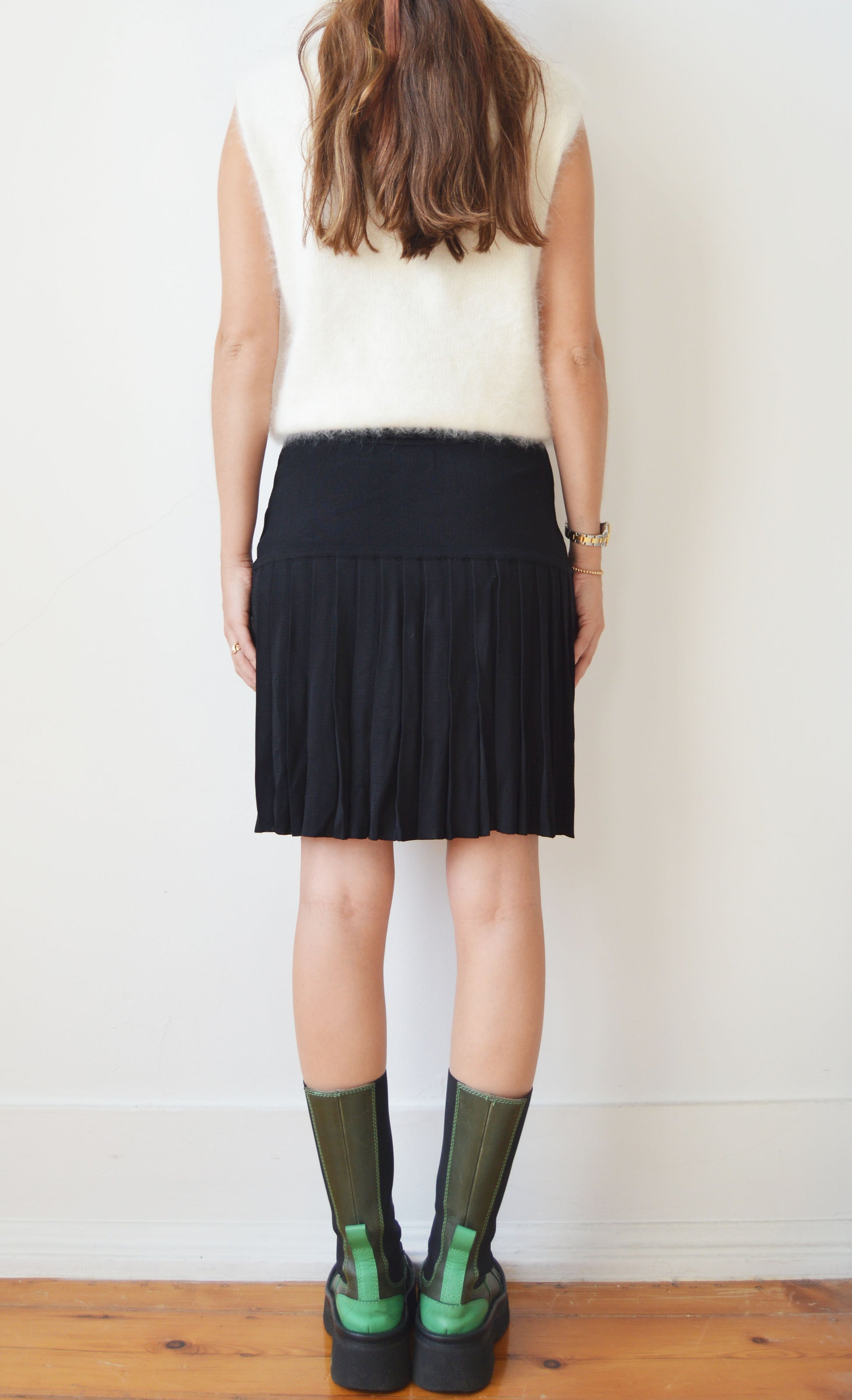 vintage angelo tarlazzi black knitted mini skirt